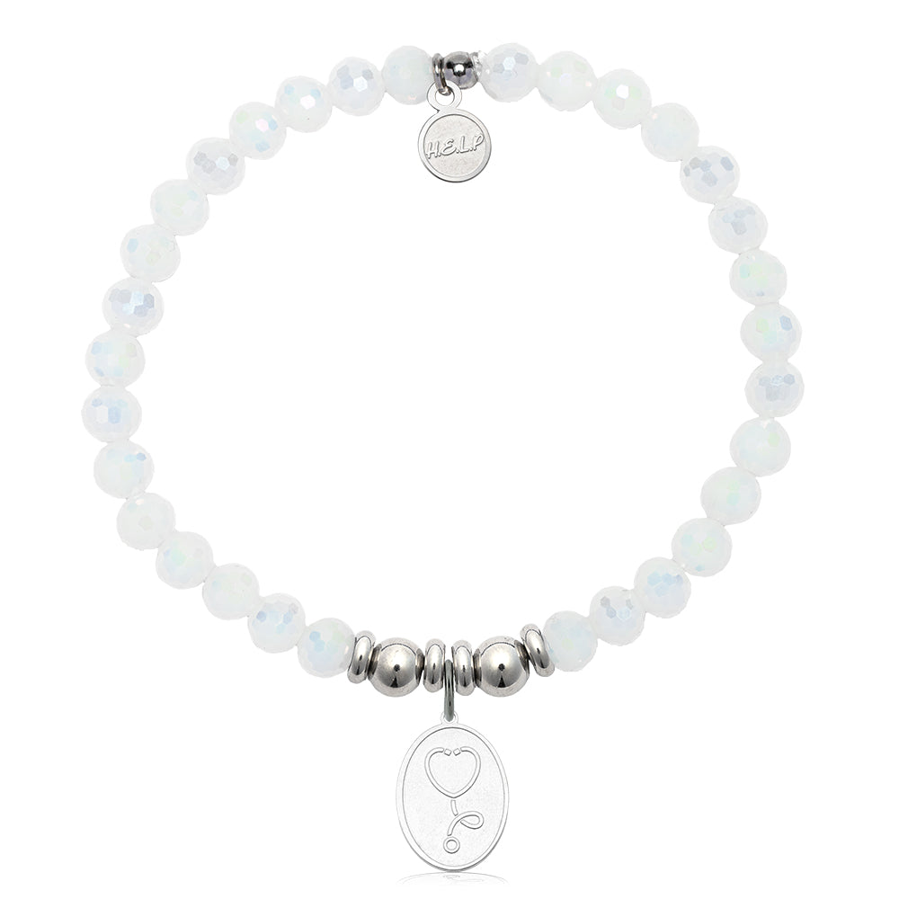 HELP by TJ Healing Heros Charm with White Crystal Charity Bracelet