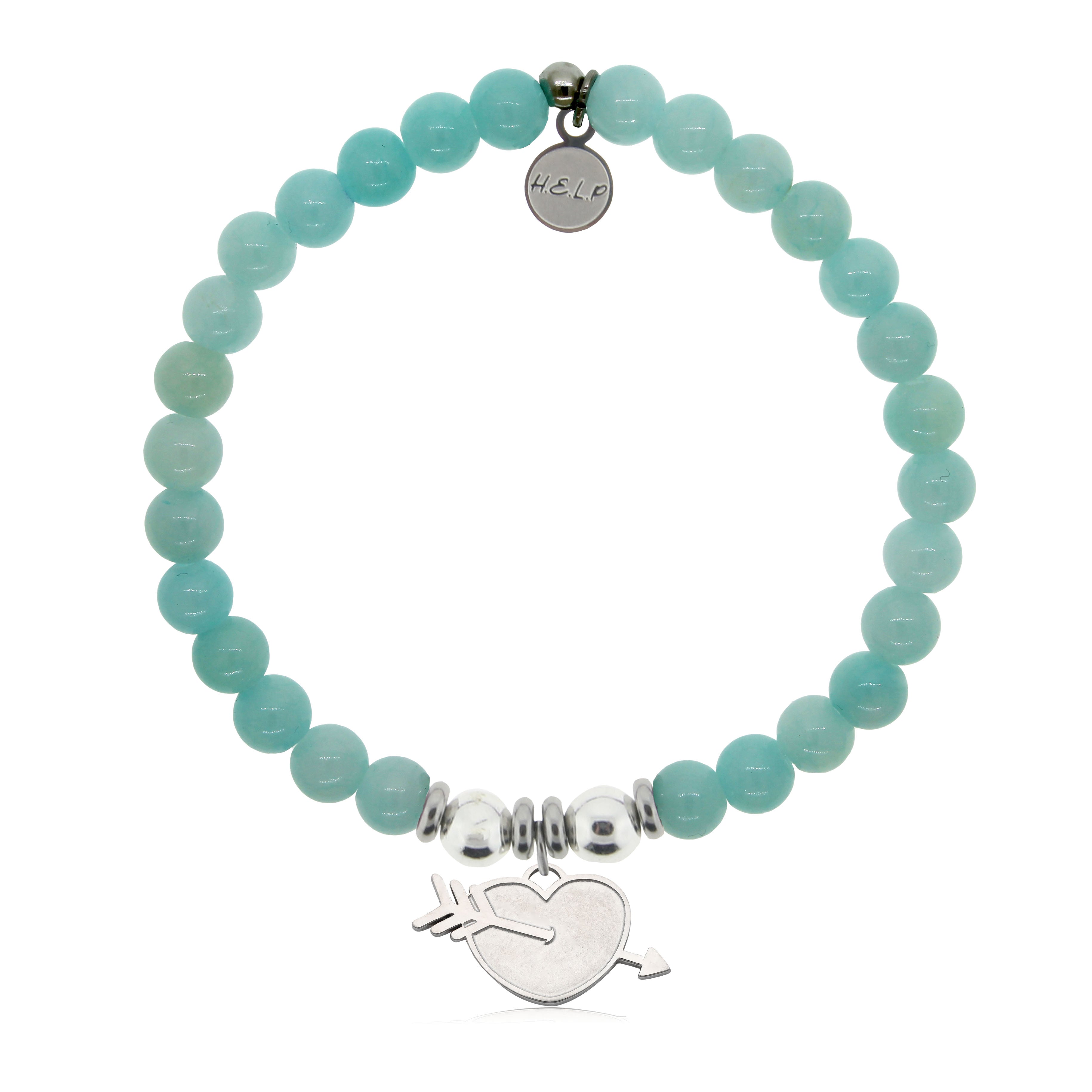 HELP by TJ Heart and Arrow Charm with Baby Blue Quartz Charity Bracelet
