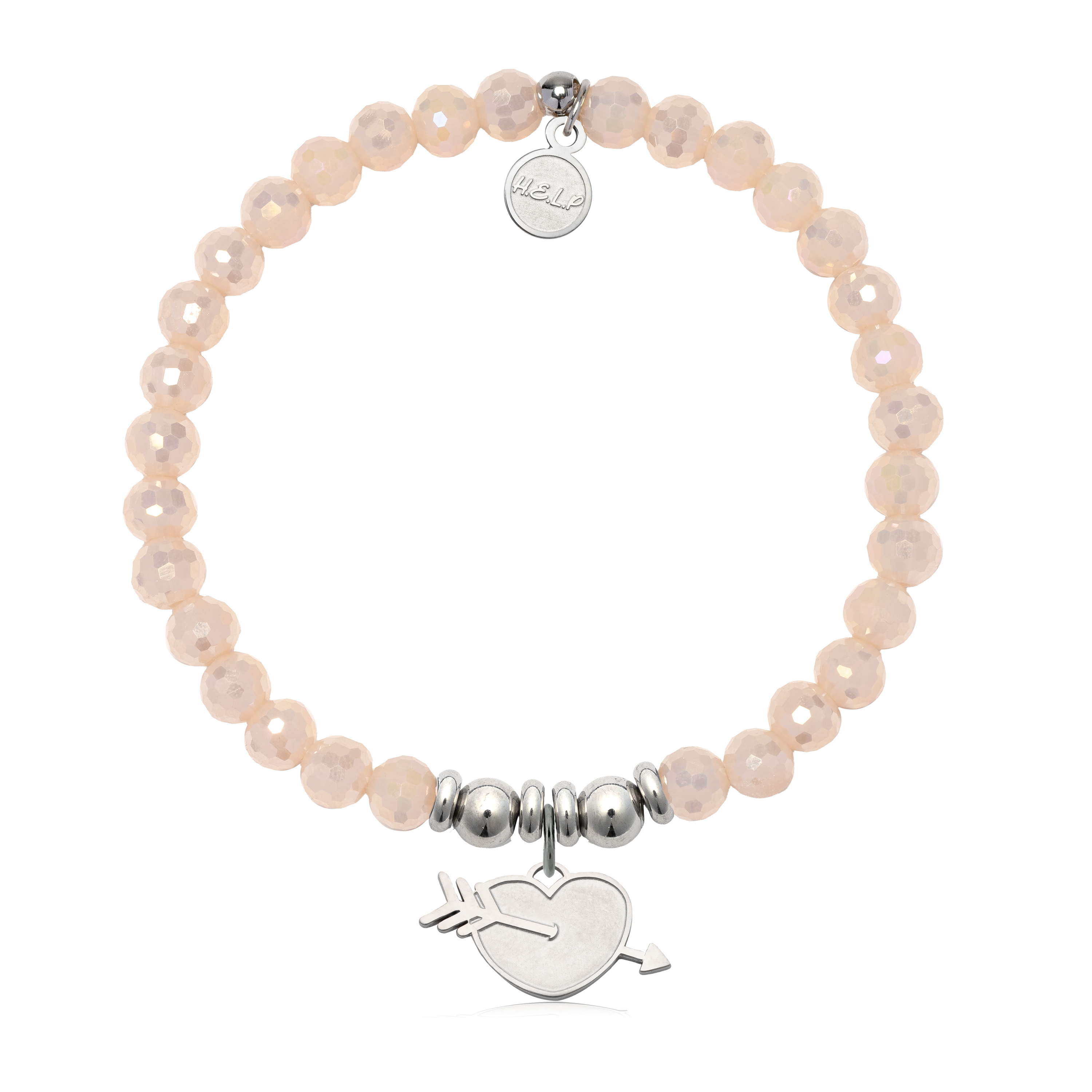 HELP by TJ Heart and Arrow Charm with Beige Crystal Charity Bracelet