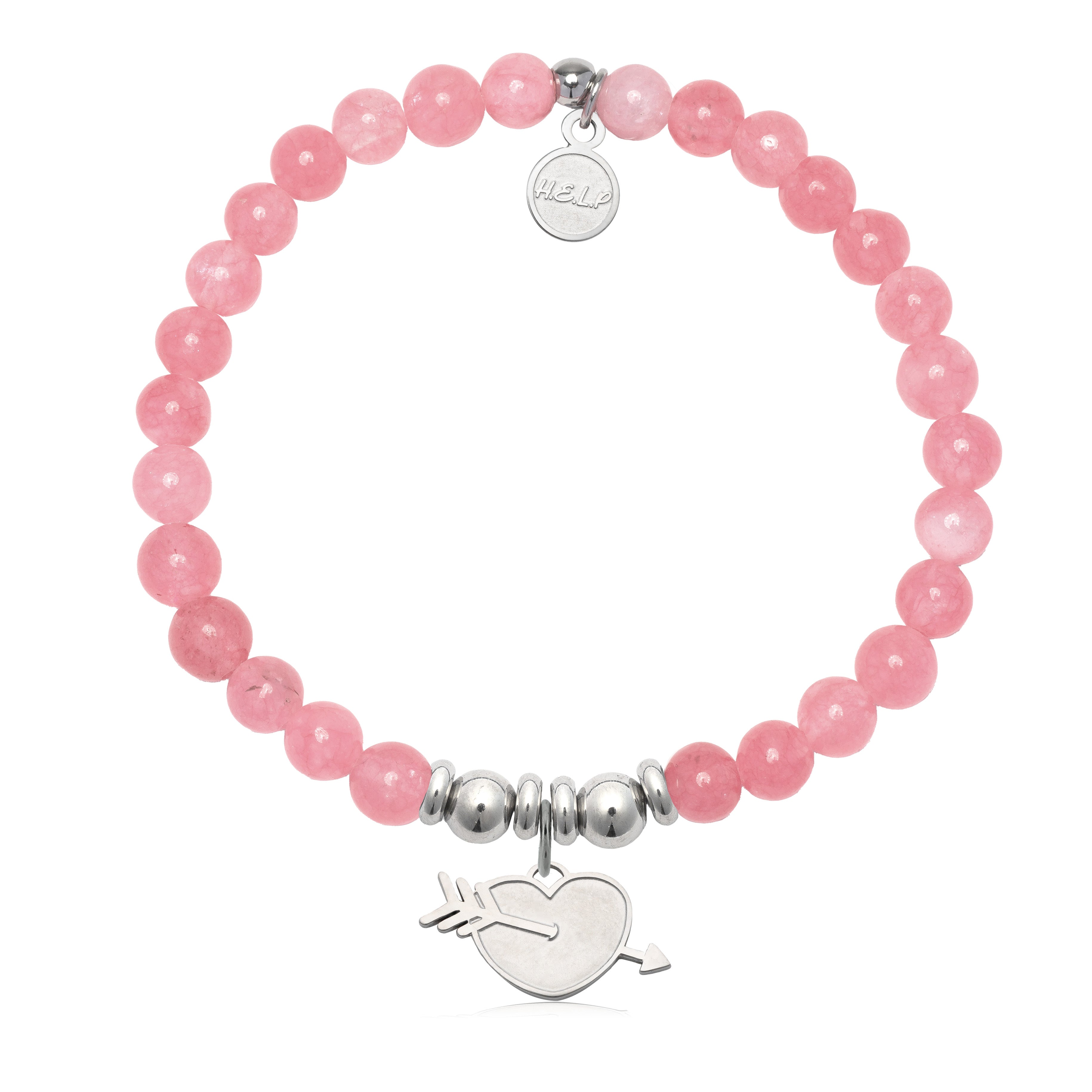 HELP by TJ Heart and Arrow Charm with Cherry Jade Charity Bracelet