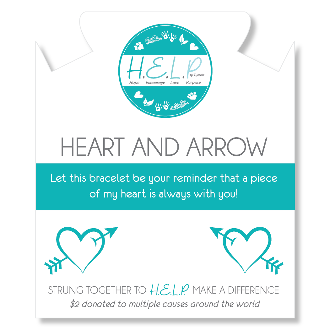 HELP by TJ Heart and Arrow Charm with Mountain Blue Jade Charity Bracelet