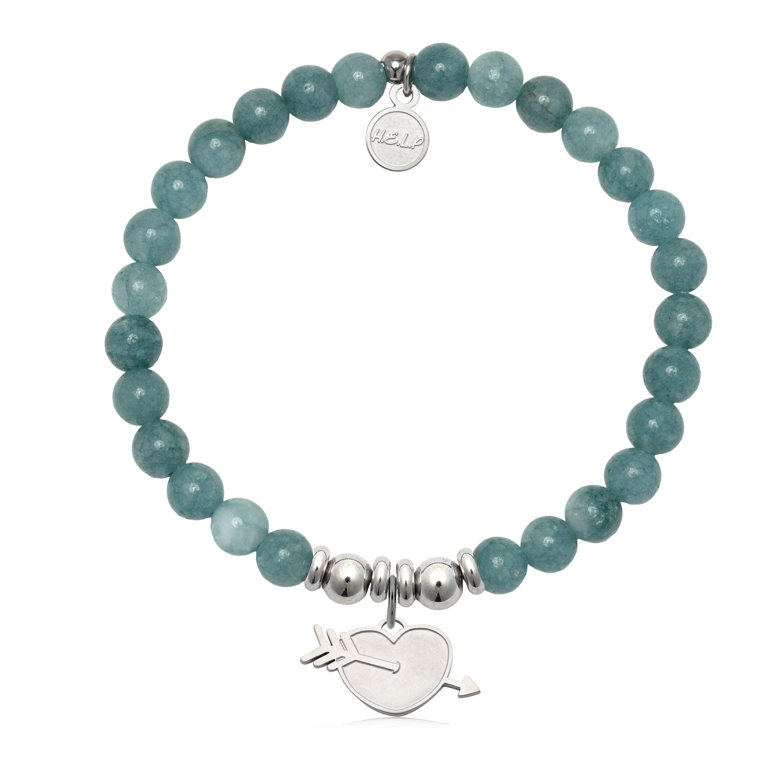 HELP by TJ Heart and Arrow Charm with Mountain Blue Jade Charity Bracelet