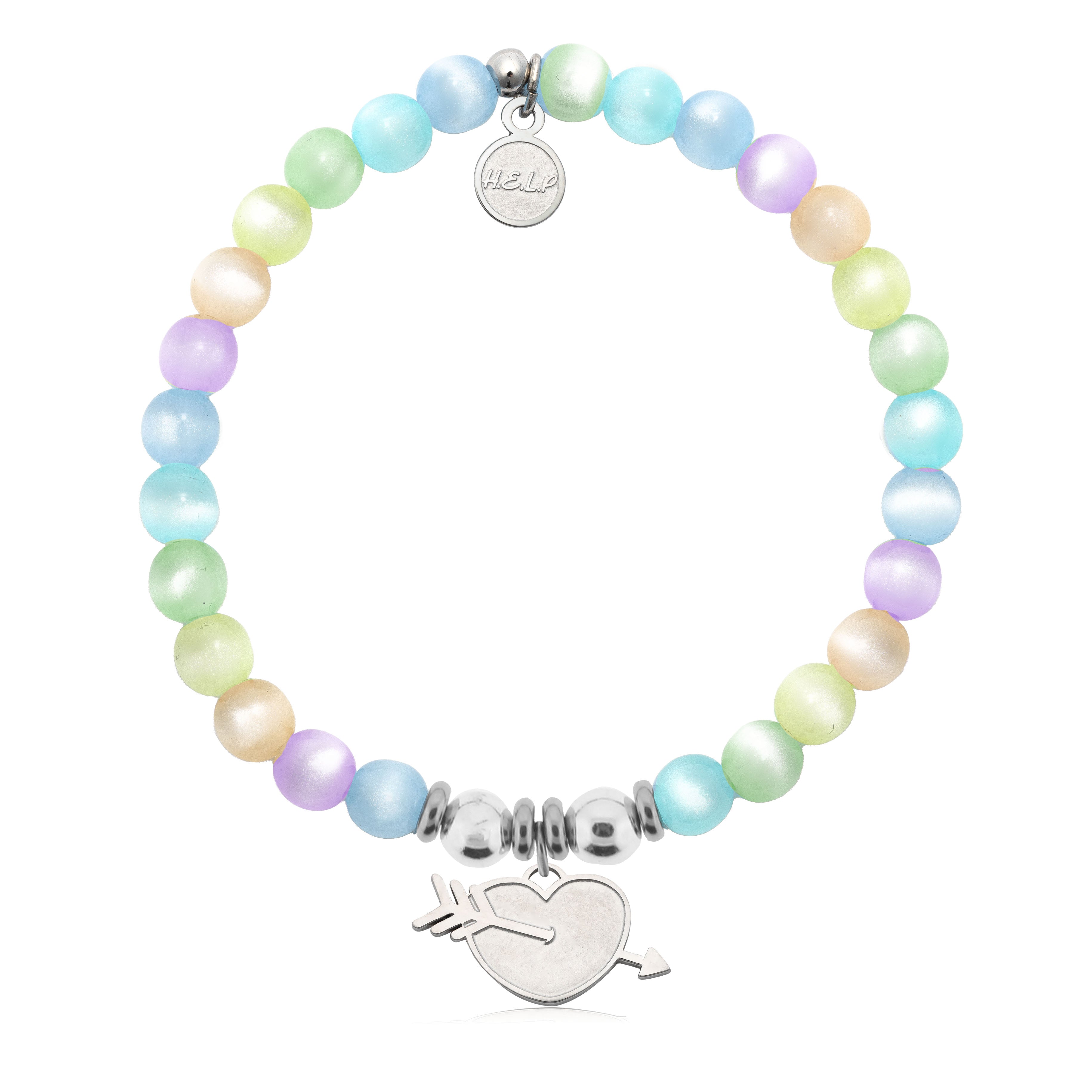 HELP by TJ Heart and Arrow Charm with Multi Selenite Charity Bracelet