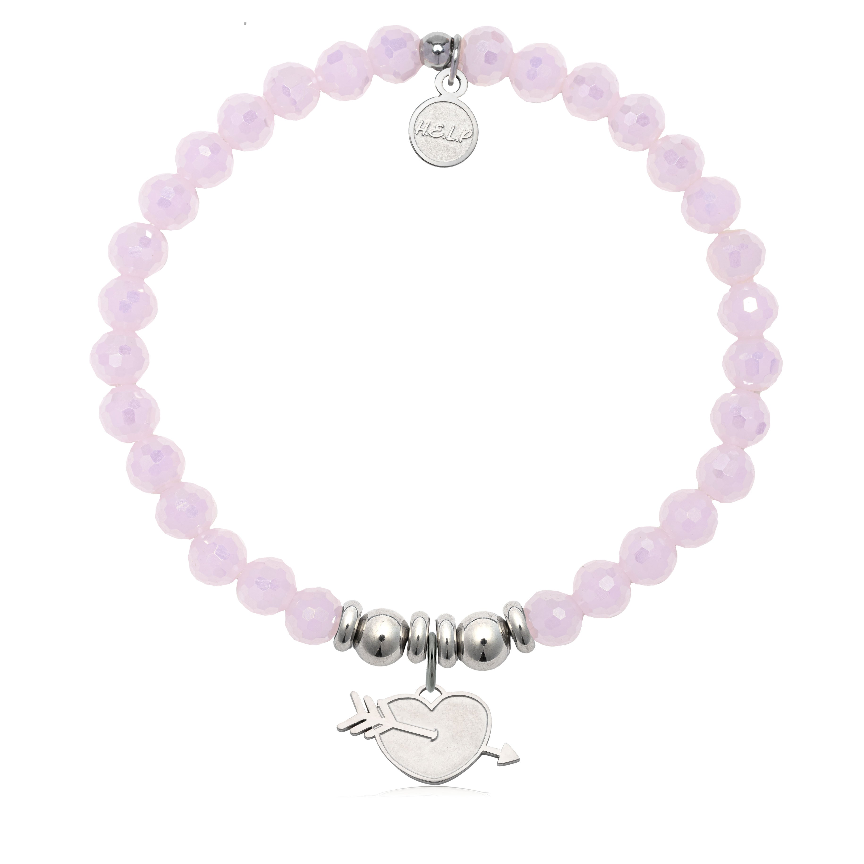 HELP by TJ Heart and Arrow Charm with Pink Crystal Charity Bracelet