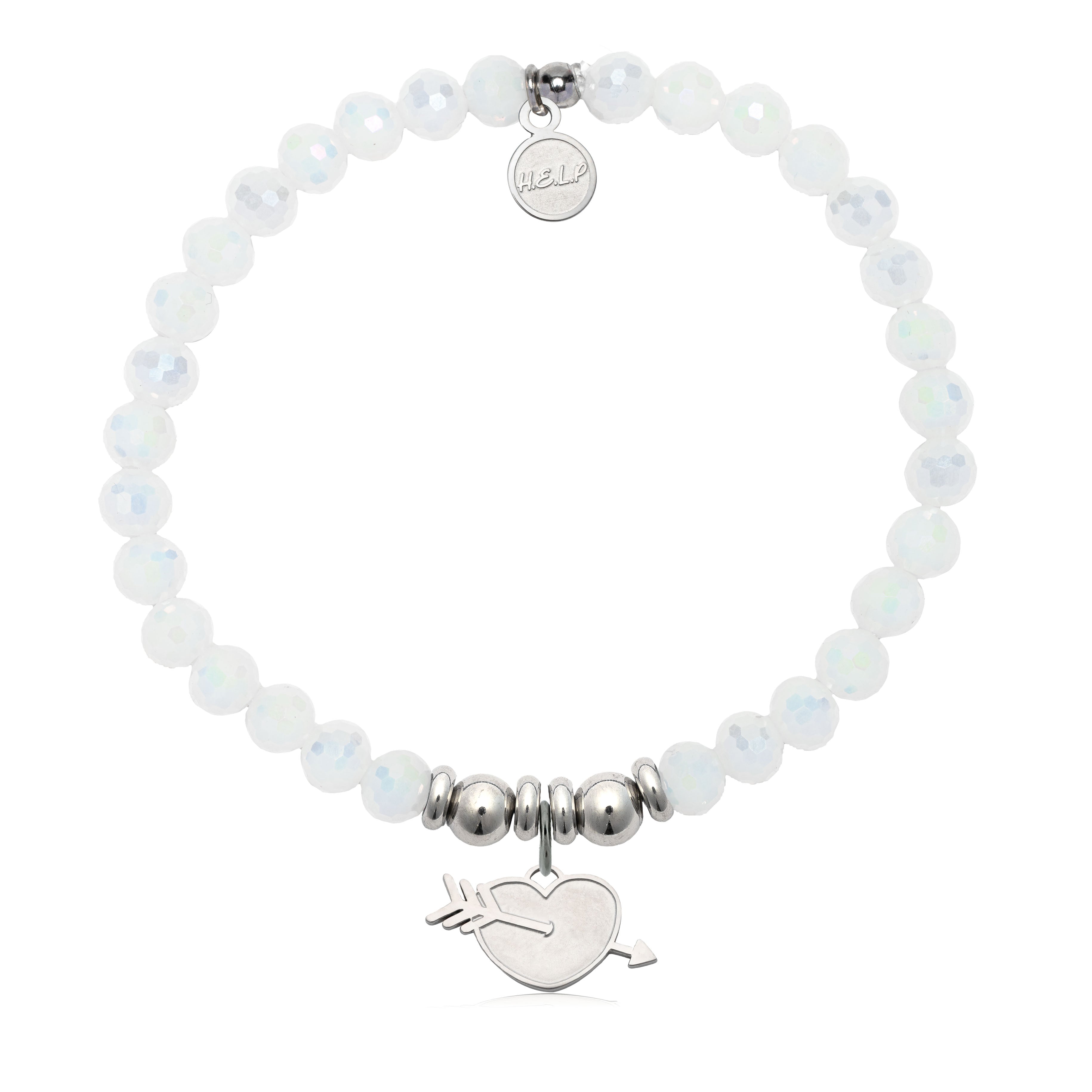 HELP by TJ Heart and Arrow Charm with White Crystal Charity Bracelet