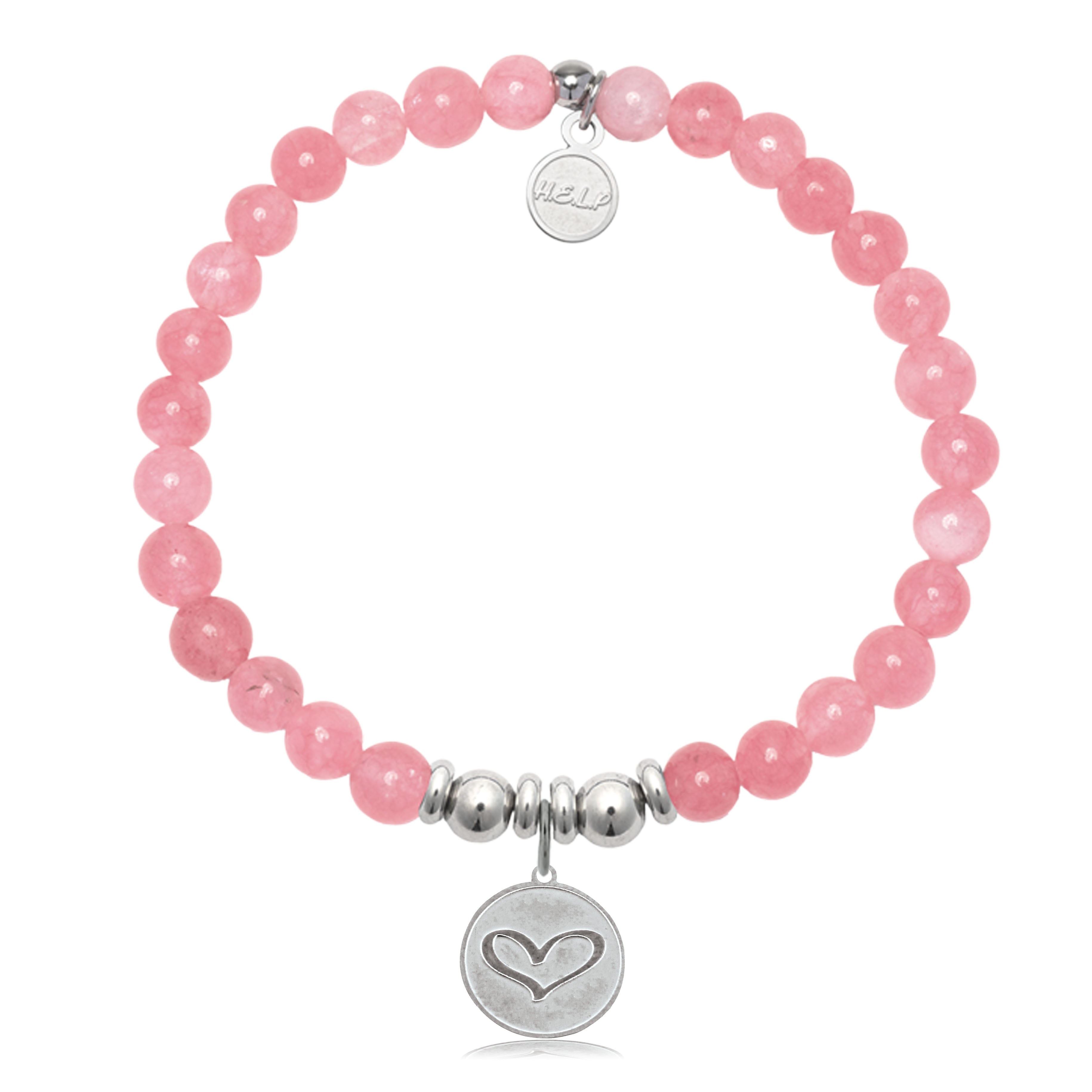 HELP by TJ Heart Charm with Cherry Jade Charity Bracelet