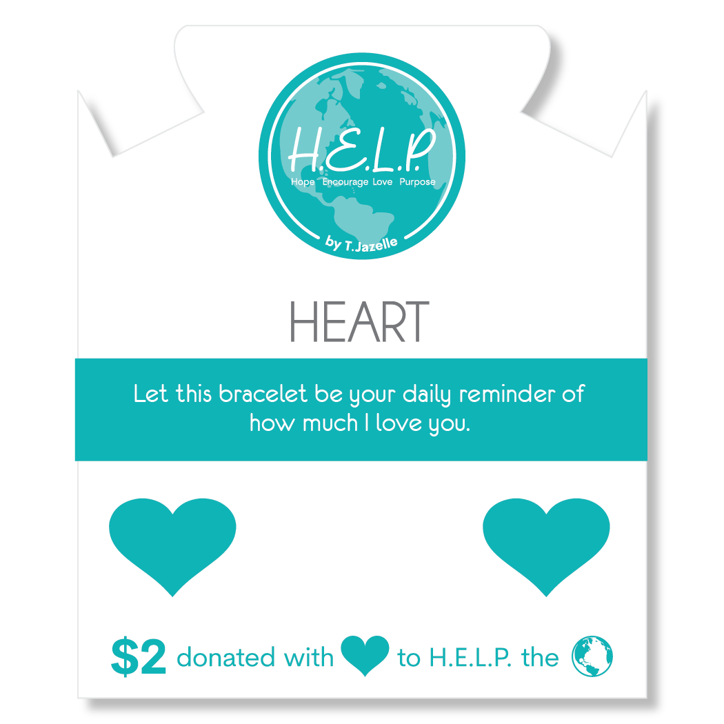 HELP by TJ Heart Cutout Charm with Purple Crystal Charity Bracelet