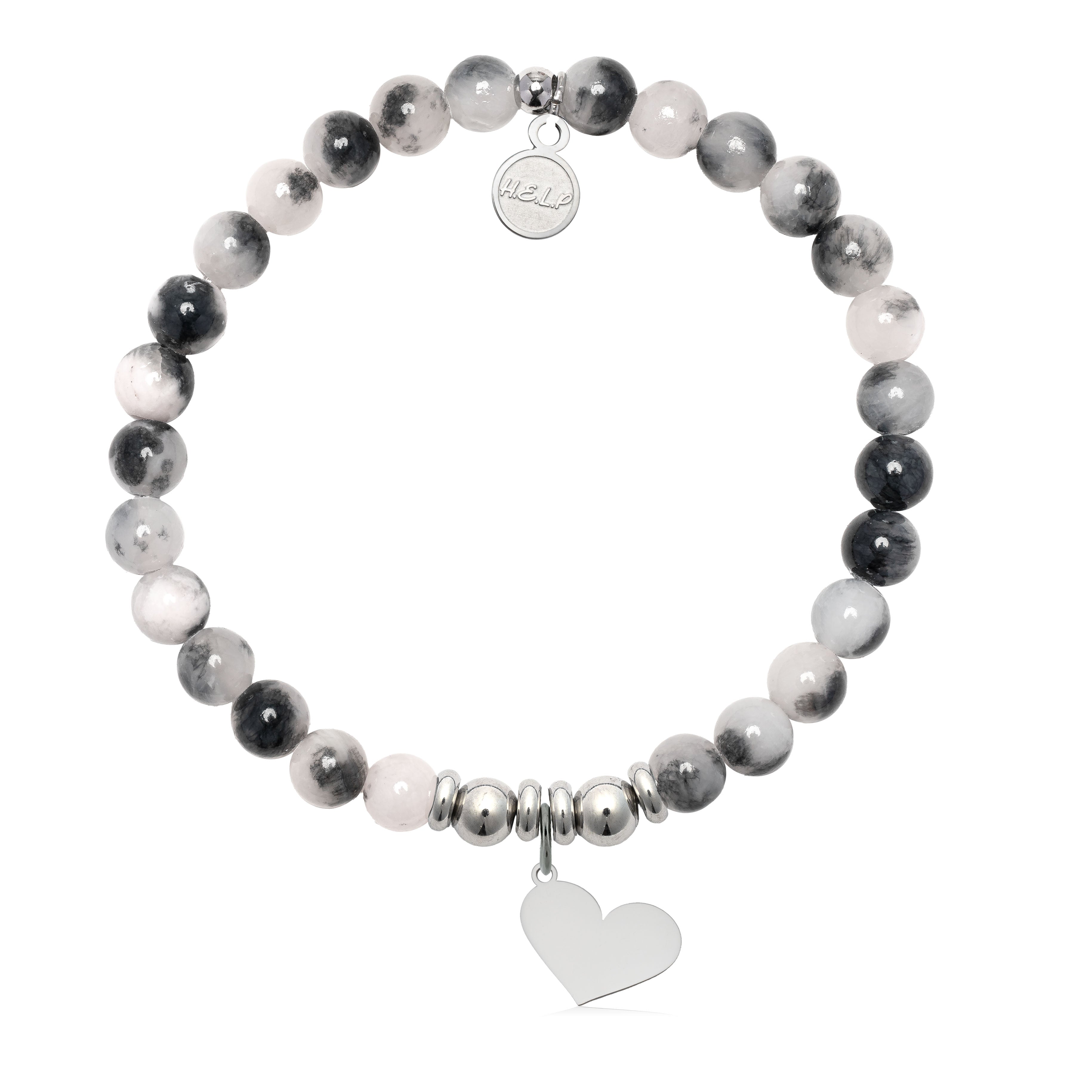 HELP by TJ Heart Cutout Charm with Zebra Jade Charity Bracelet
