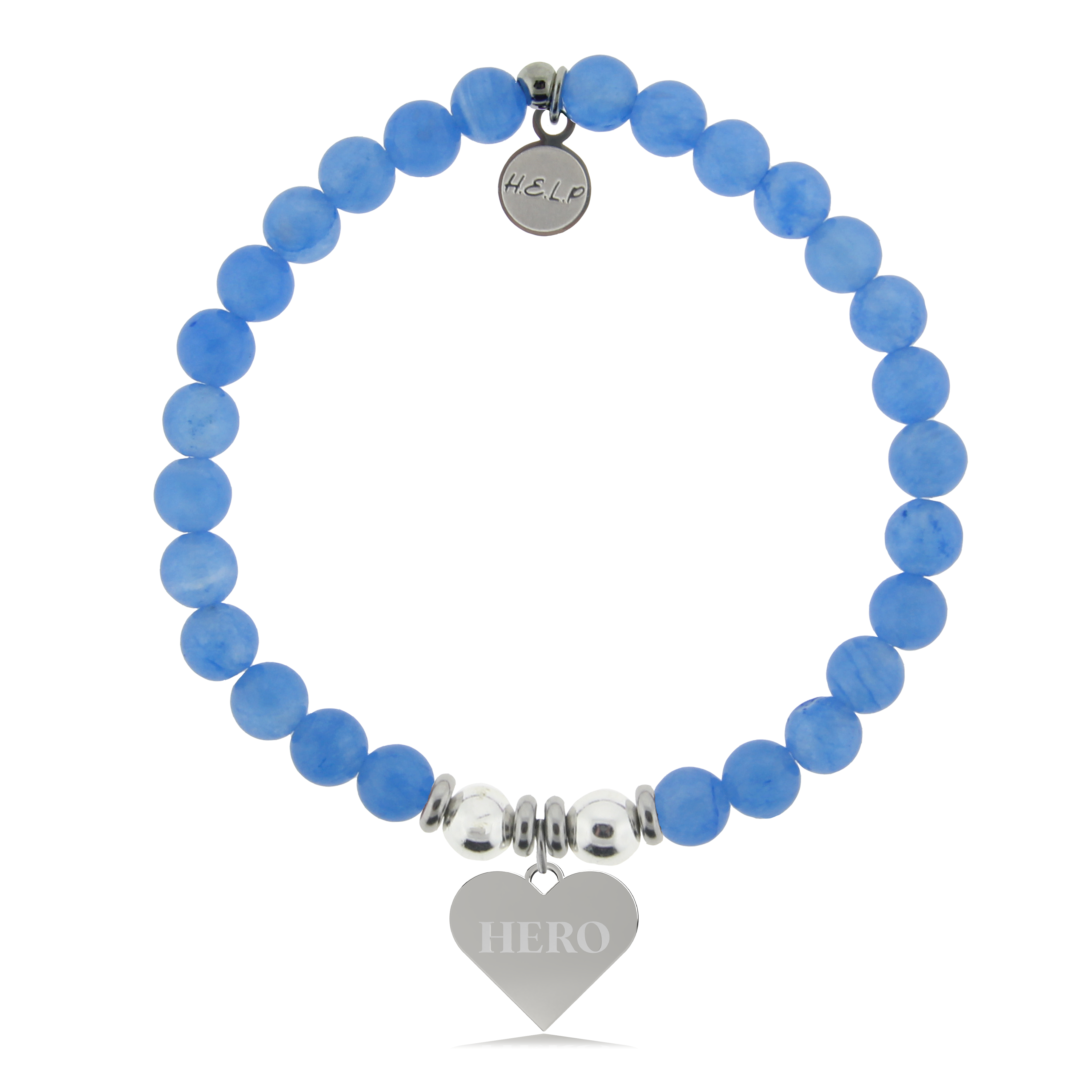 HELP by TJ Hero Charm with Azure Blue Jade Charity Bracelet