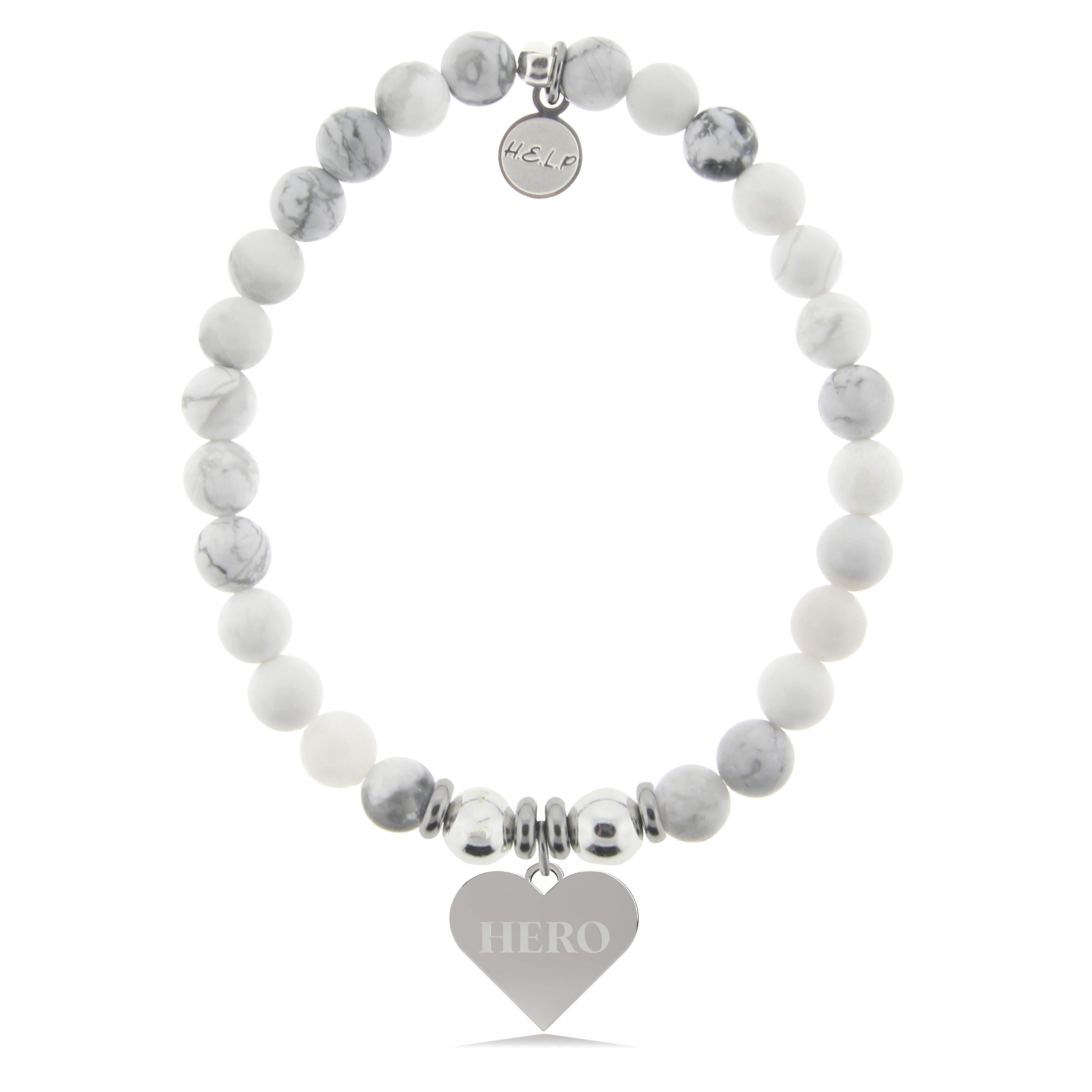 HELP by TJ Hero Charm with Howlite Charity Bracelet