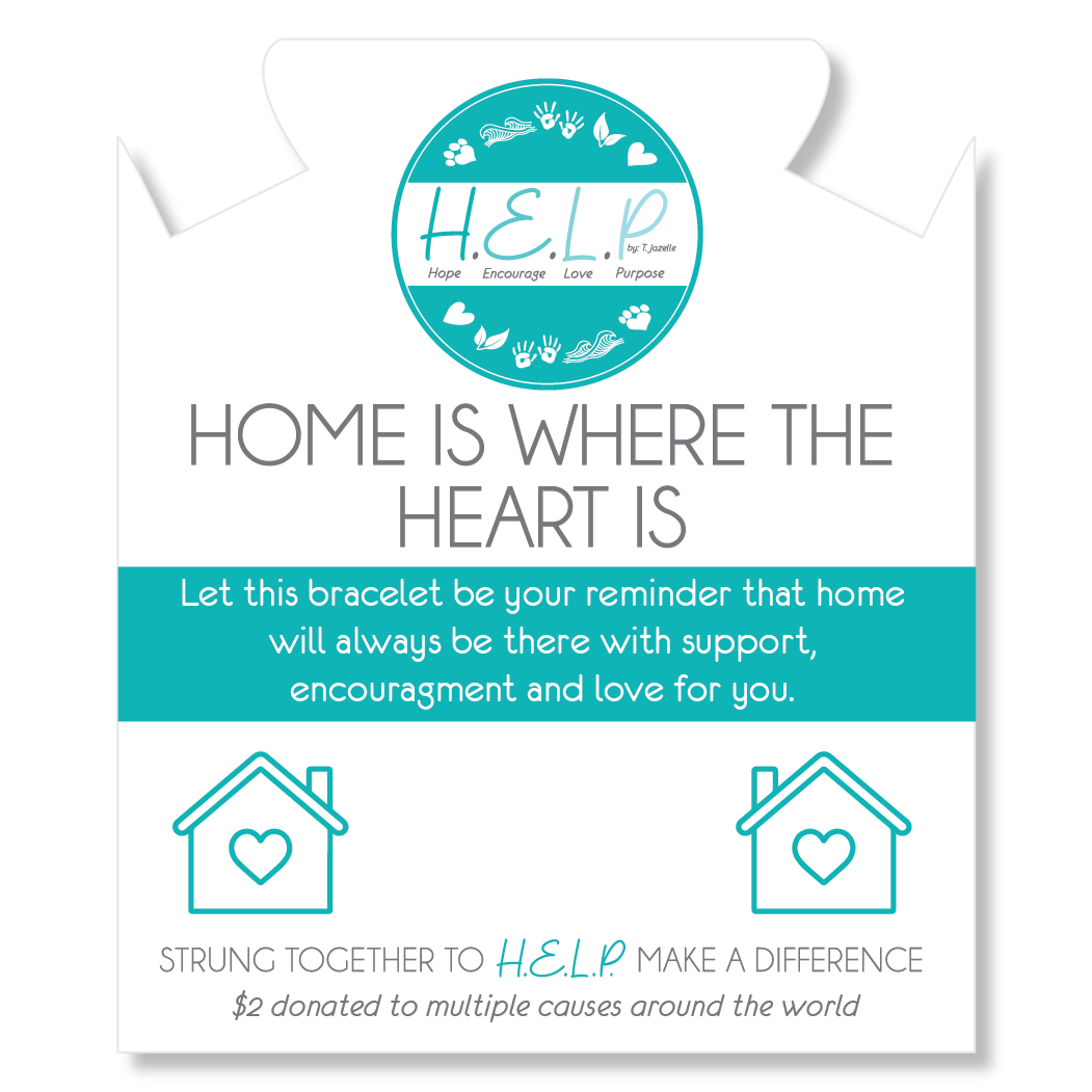 HELP by TJ Home Heart Charm with Aqua Cats Eye Charity Bracelet