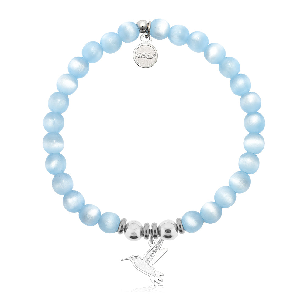 HELP by TJ Hummingbird Charm with Blue Selenite Charity Bracelet