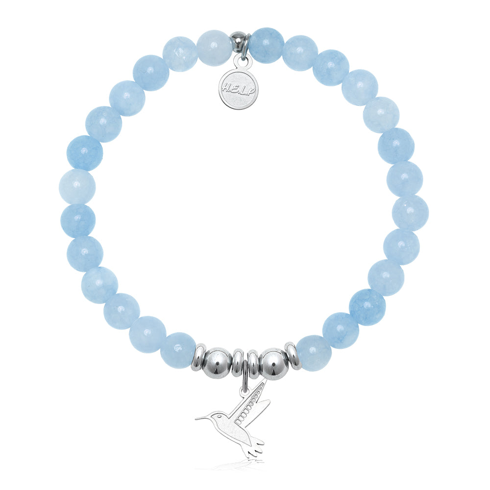 HELP by TJ Hummingbird Charm with Light Blue Quartz Charity Bracelet