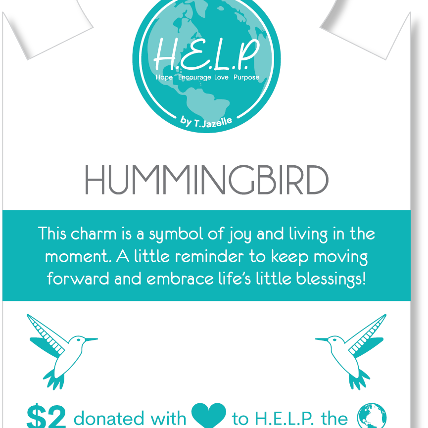HELP by TJ Hummingbird Charm with Purple Cats Eye Charity Bracelet