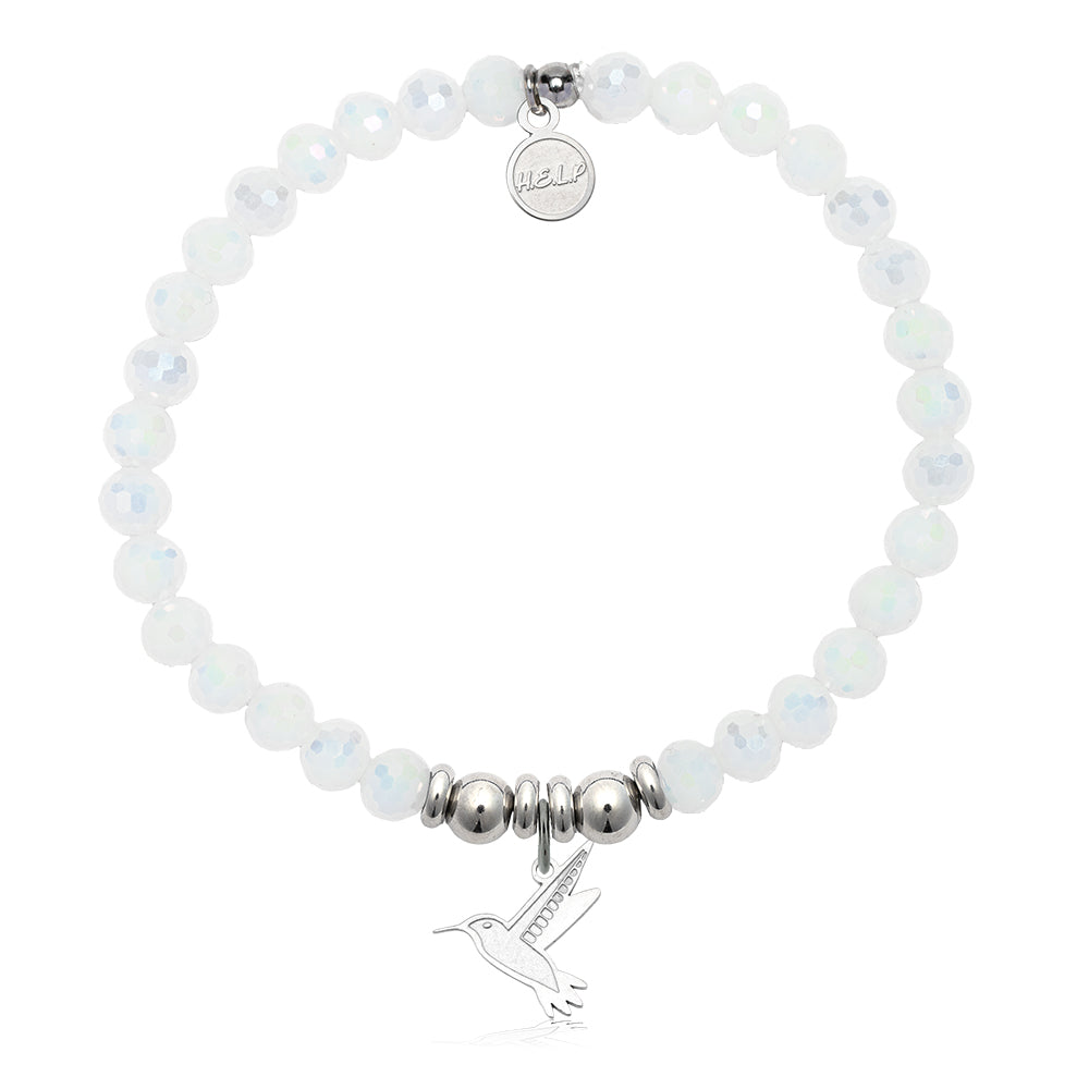 HELP by TJ Hummingbird Charm with White Crystal Charity Bracelet