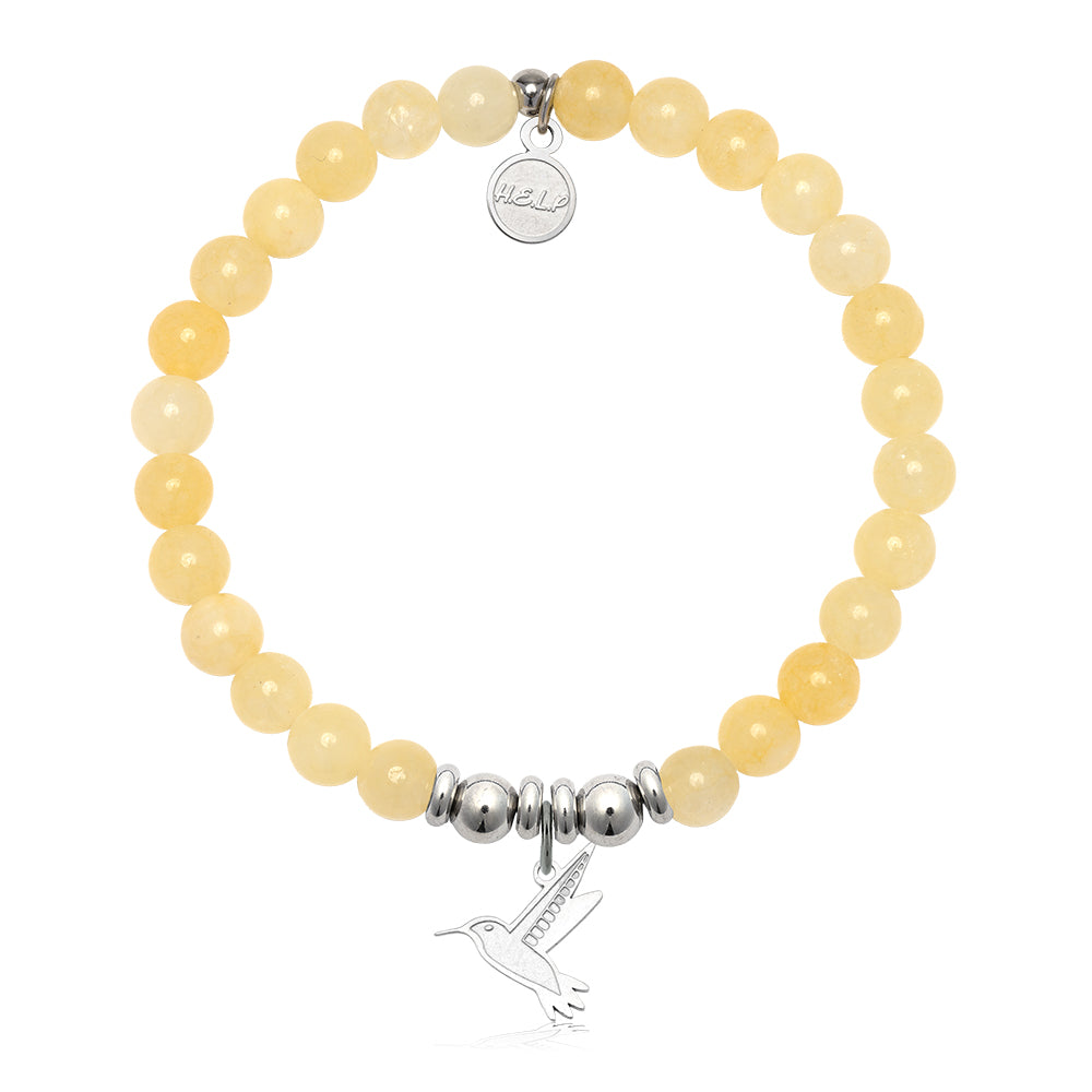 HELP by TJ Hummingbird Charm with Yellow Jade Charity Bracelet