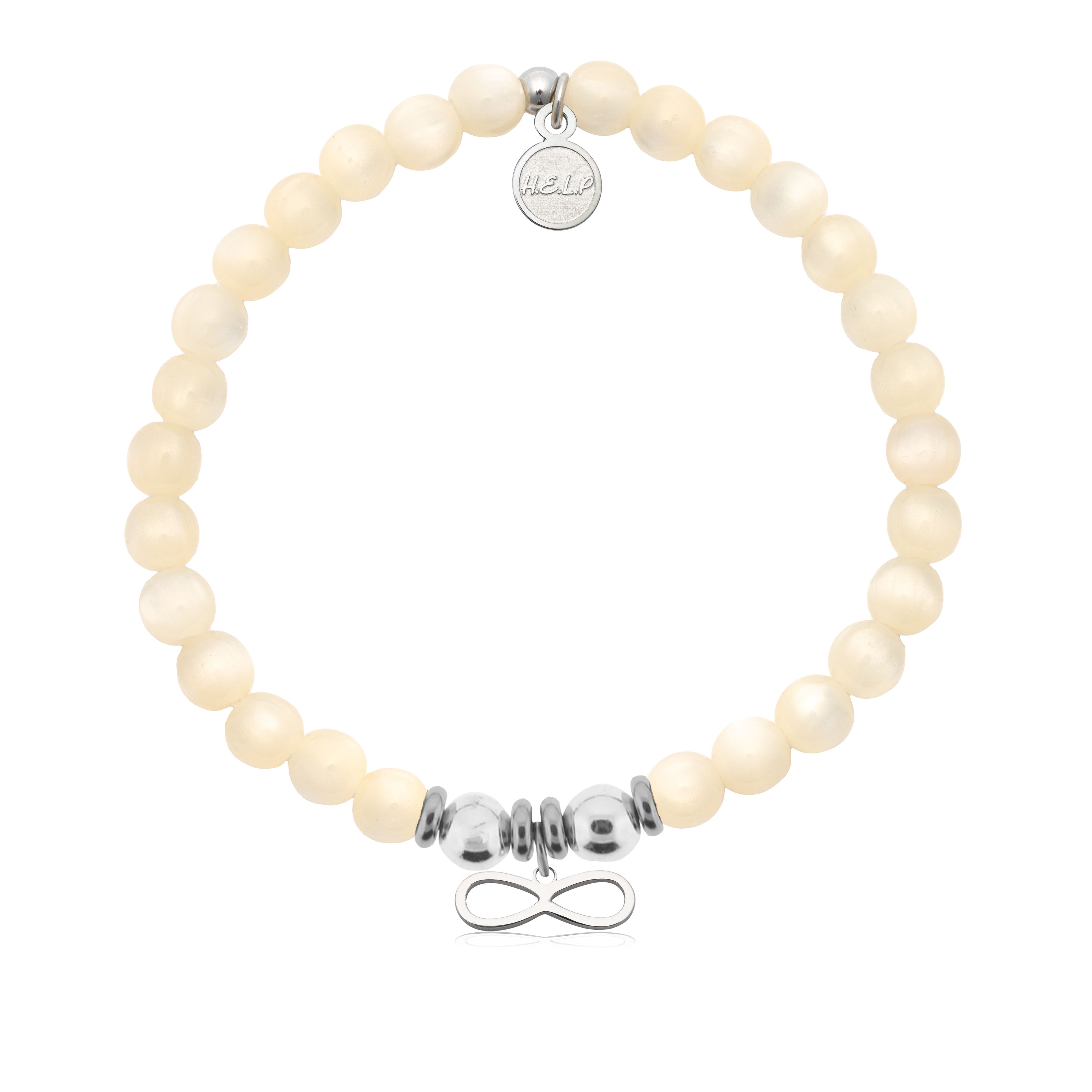 HELP by TJ Infinity Charm with Natural Selenite Charity Bracelet