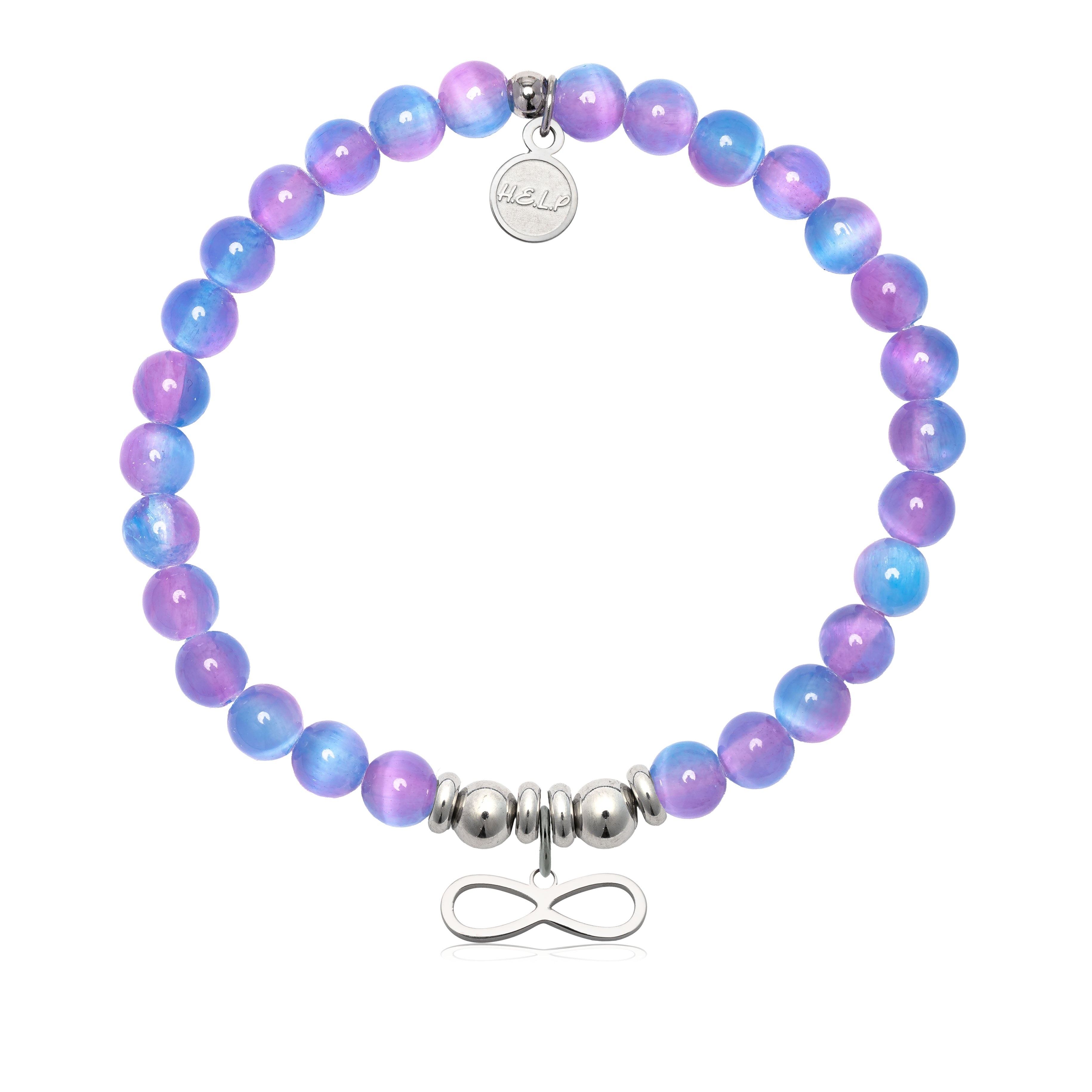 HELP by TJ Infinity Charm with Periwinkle Selenite Charity Bracelet