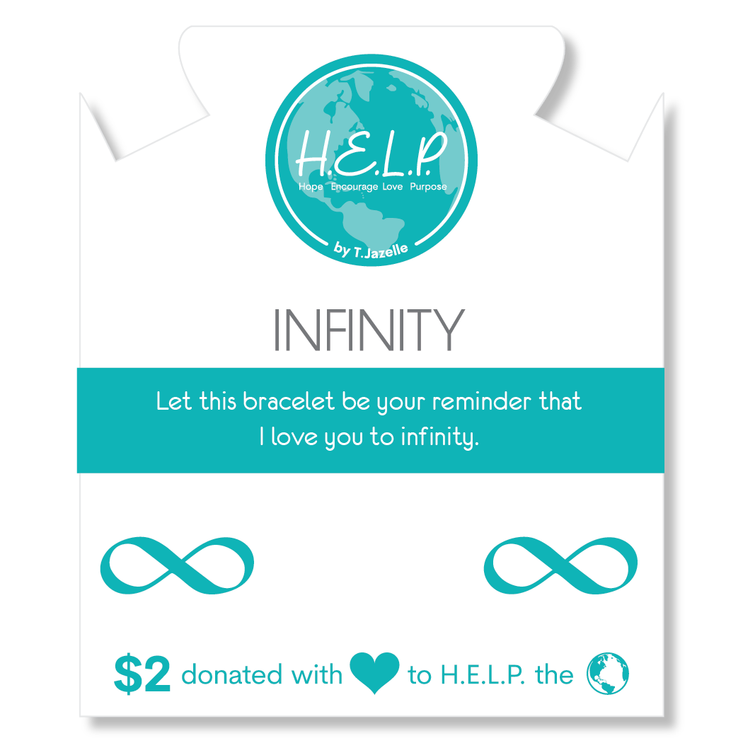 HELP by TJ Infinity Charm with Periwinkle Selenite Charity Bracelet