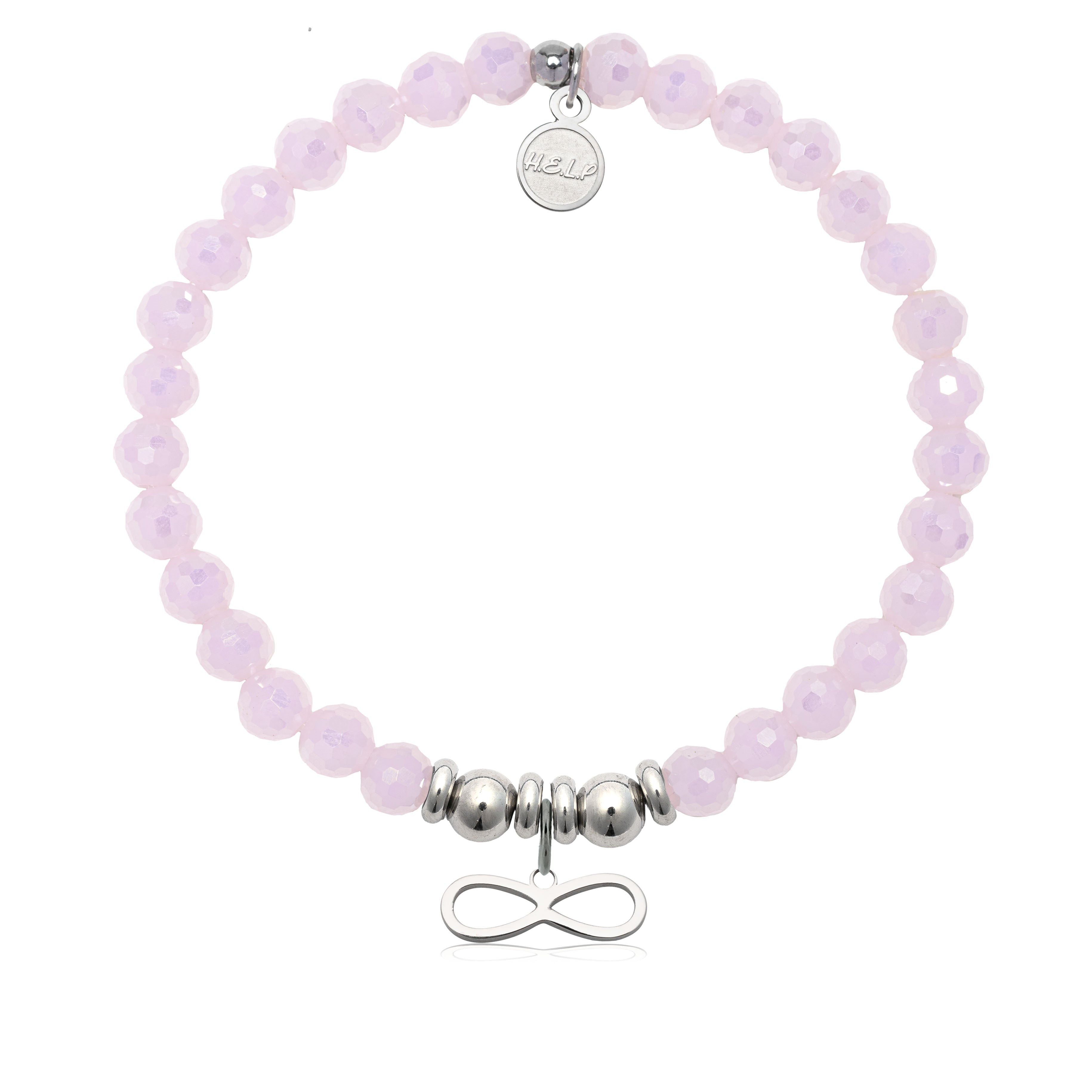 HELP by TJ Infinity Charm with Pink Crystal Charity Bracelet