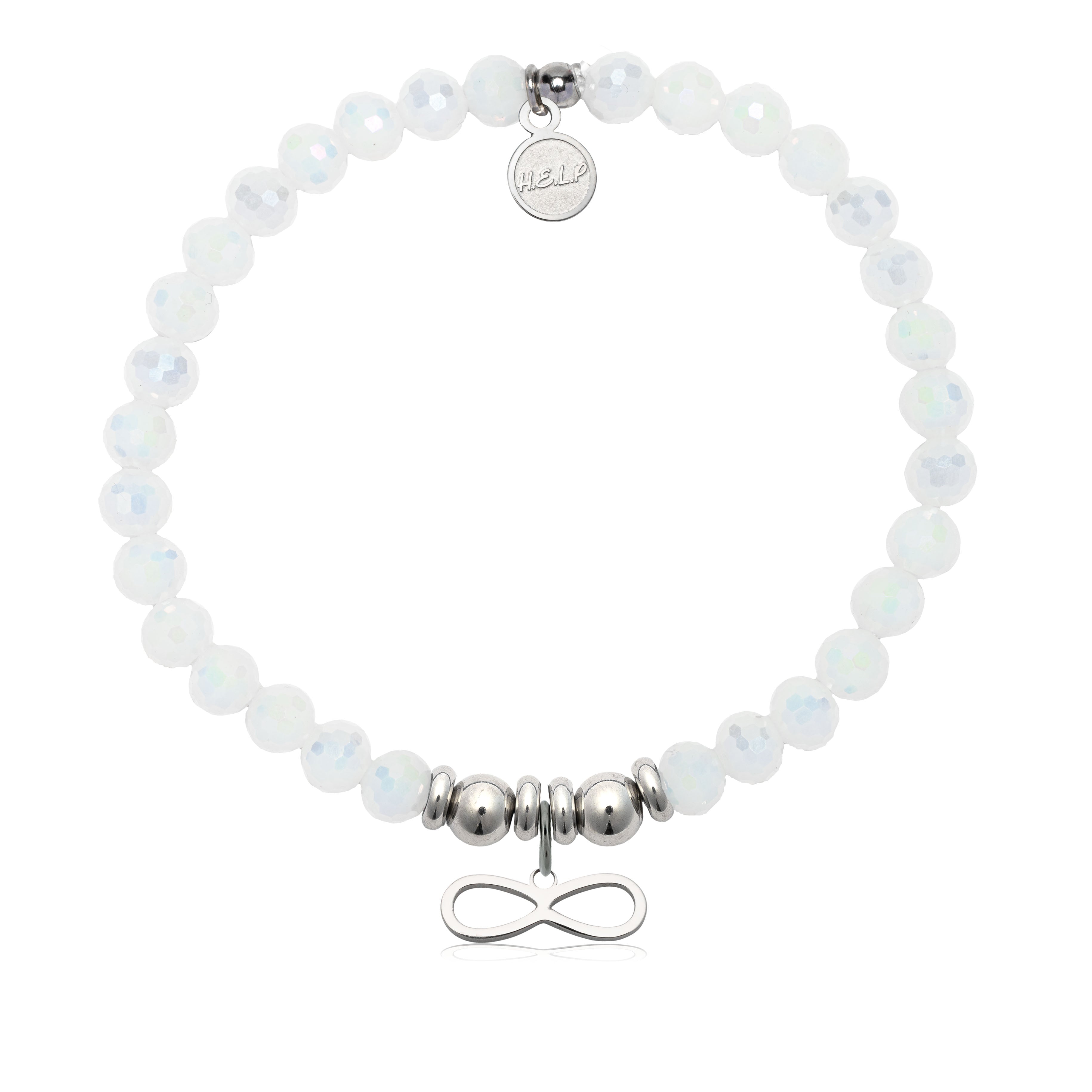 HELP by TJ Infinity Charm with White Crystal Charity Bracelet