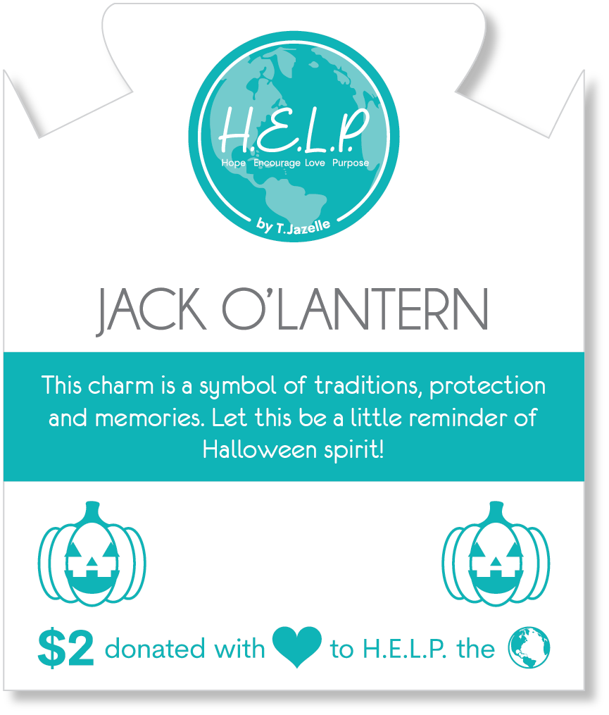 HELP by TJ Jack O'Lantern Charm with Mountain Blue Jade Charity Bracelet