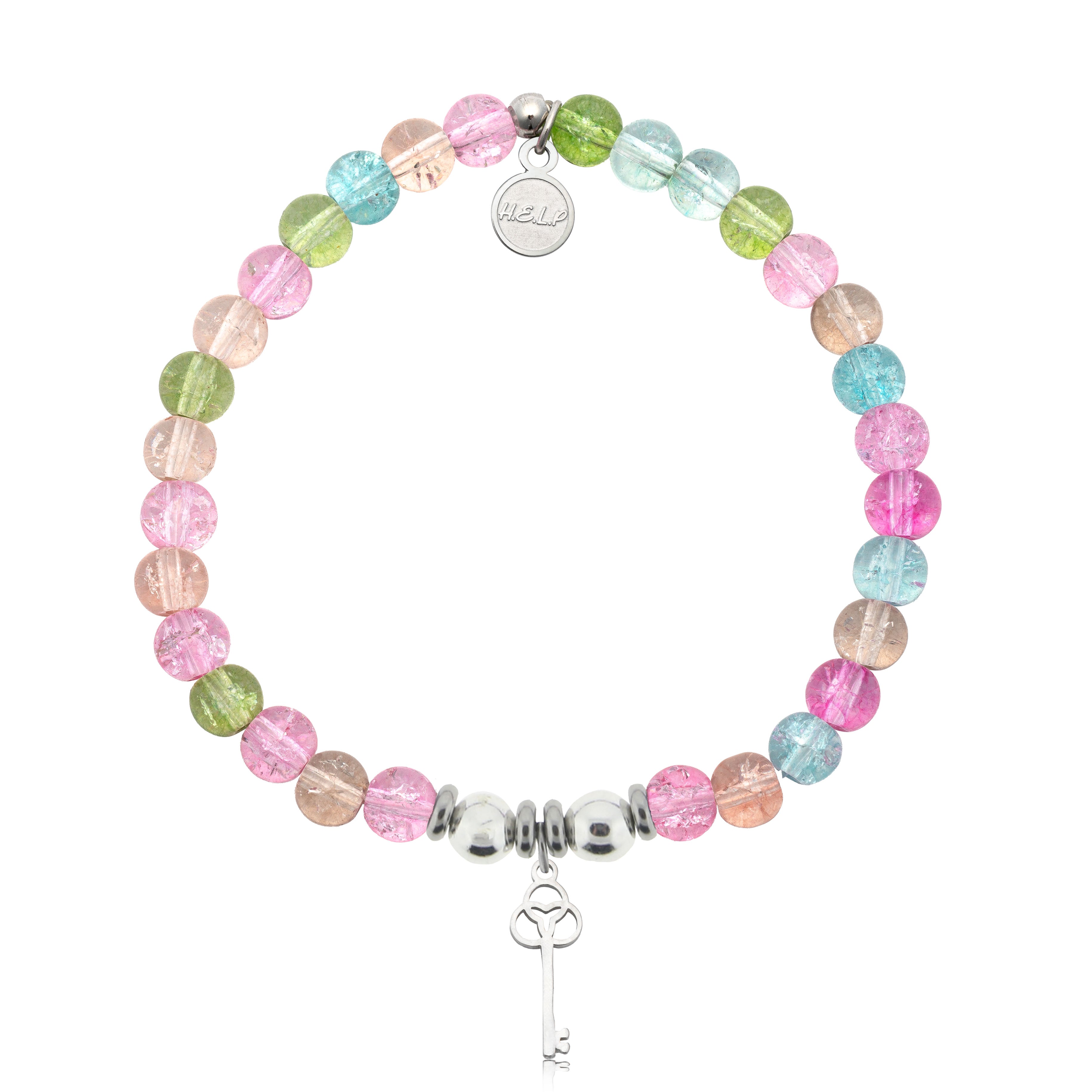 HELP by TJ Key to New Beginnings Charm with Kaleidoscope Crystal Charity Bracelet