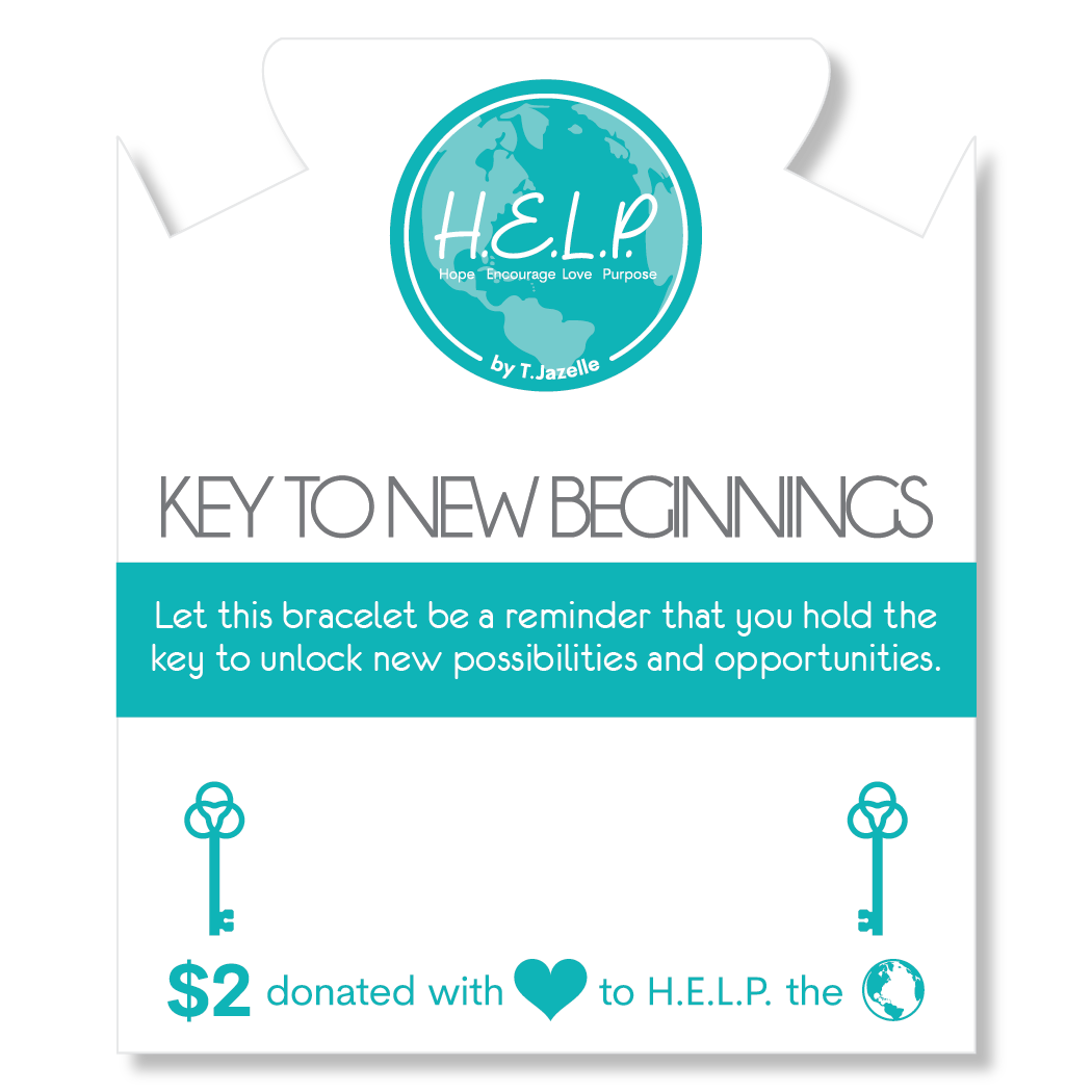 HELP by TJ Key to New Beginnings Charm with Pink Cats Eye Charity Bracelet