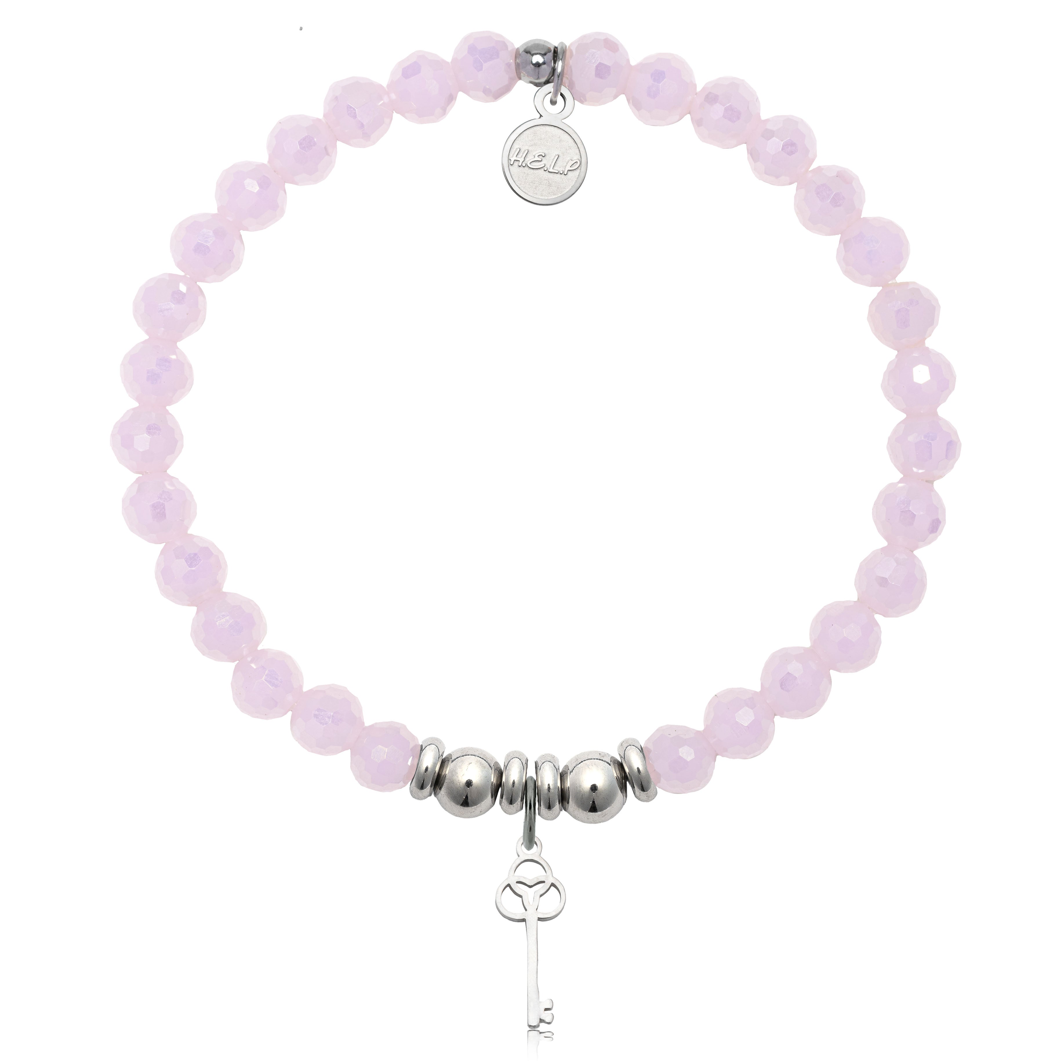 HELP by TJ Key to New Beginnings Charm with Pink Crystal Charity Bracelet