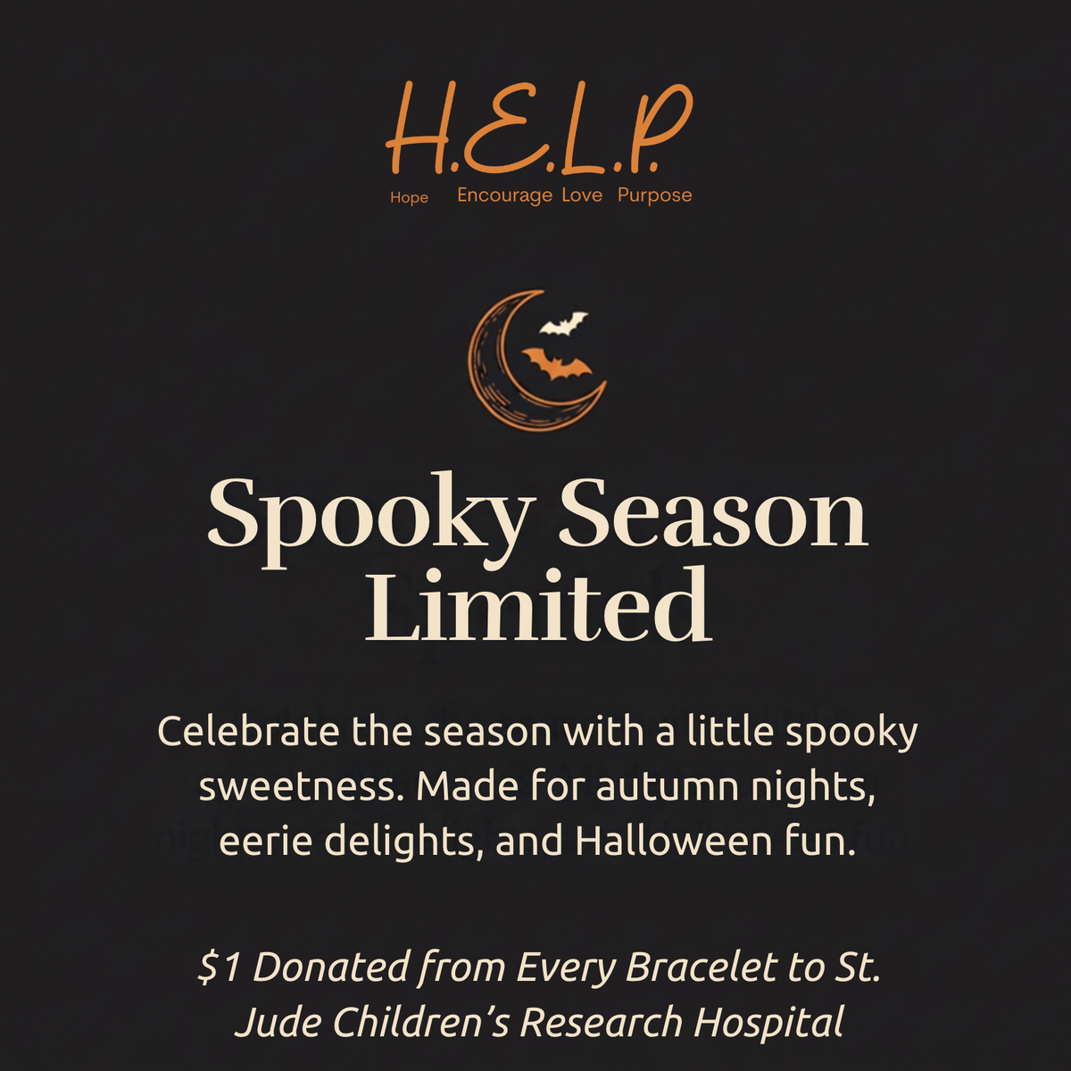 HELP by TJ Limited Edition Pumpkin with Onyx Charity Bracelet