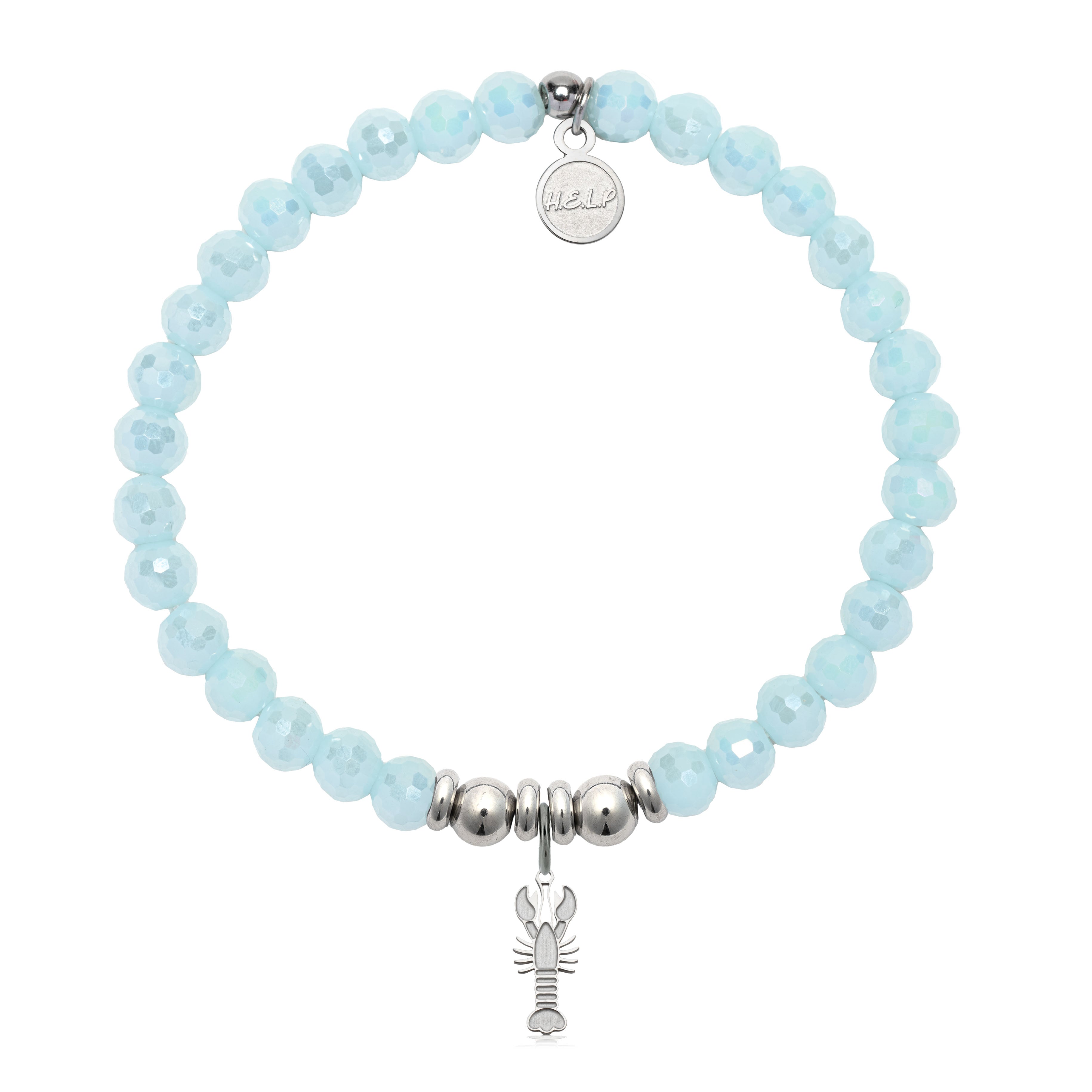 HELP by TJ Lobster Charm with Aqua Crystal Charity Bracelet