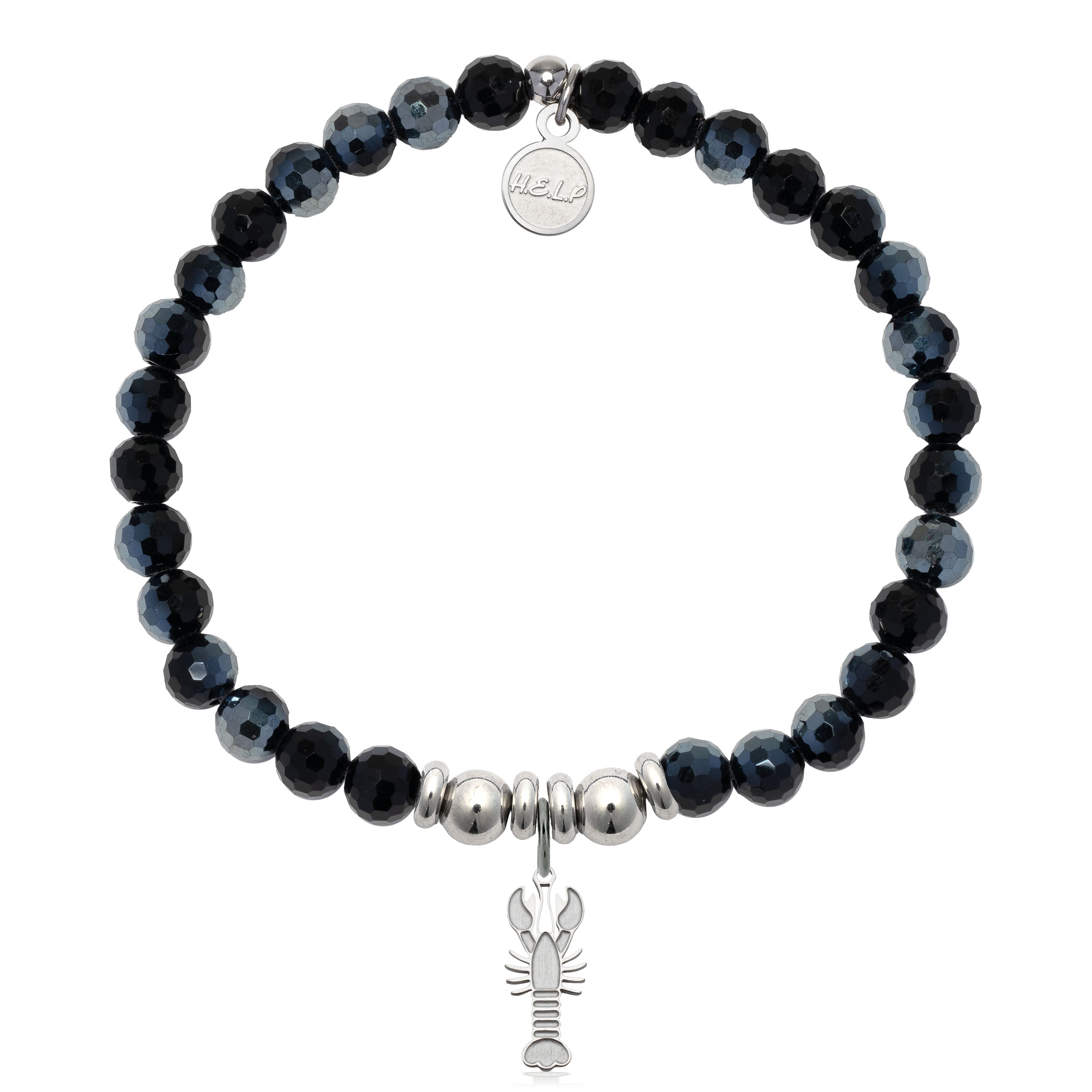 HELP by TJ Lobster Charm with Black Crystal Charity Bracelet