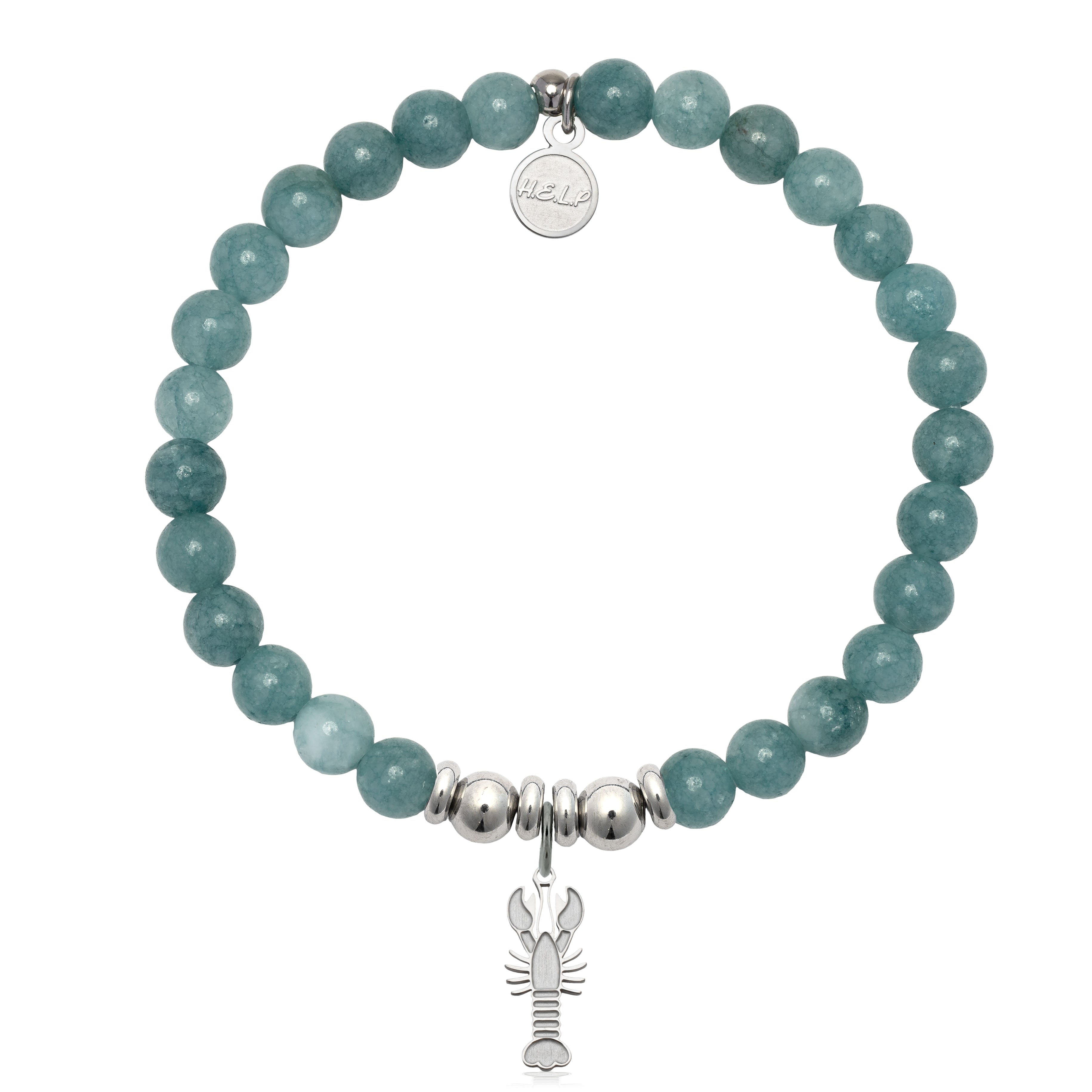 HELP by TJ Lobster Charm with Mountain Blue Jade Charity Bracelet