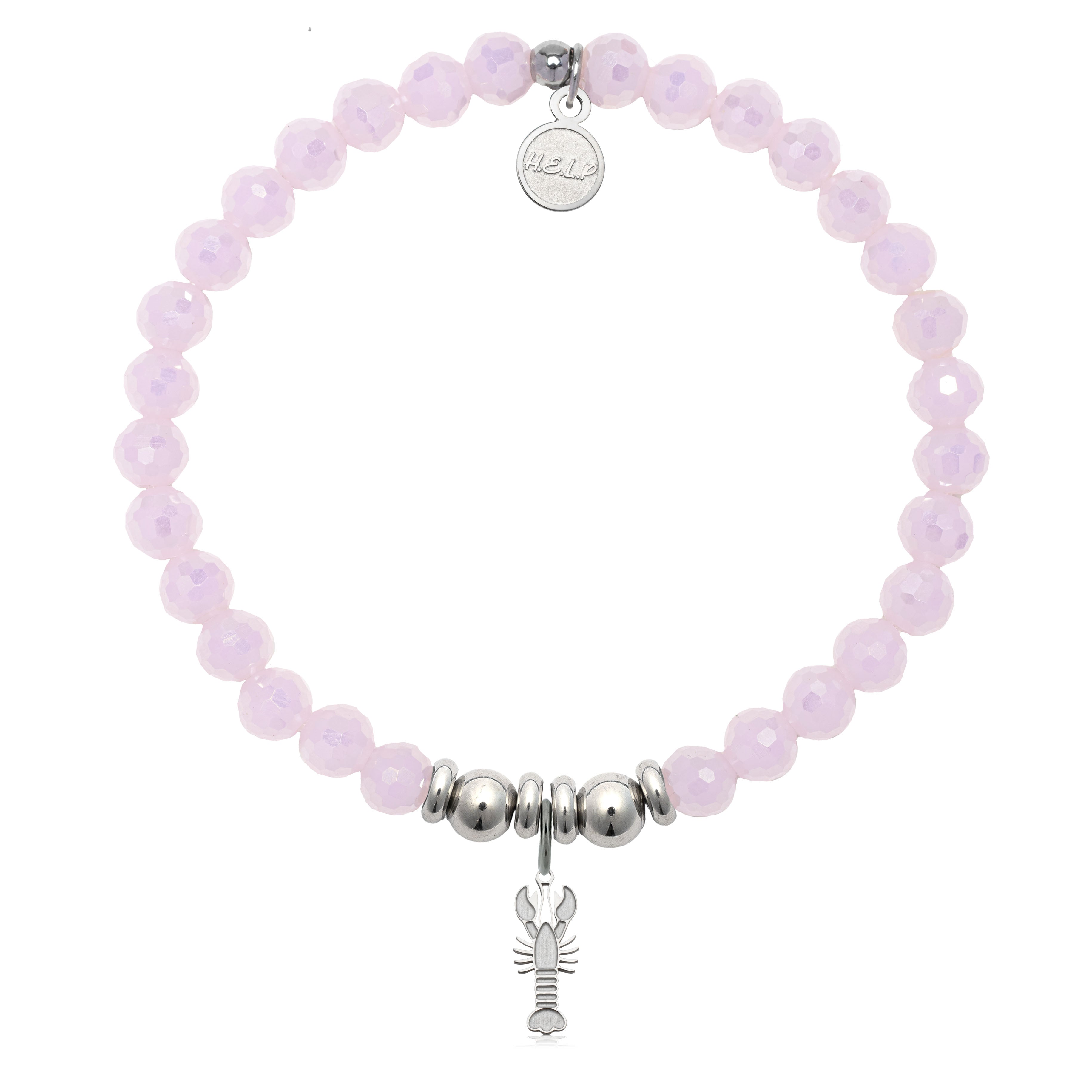HELP by TJ Lobster Charm with Pink Crystal Charity Bracelet