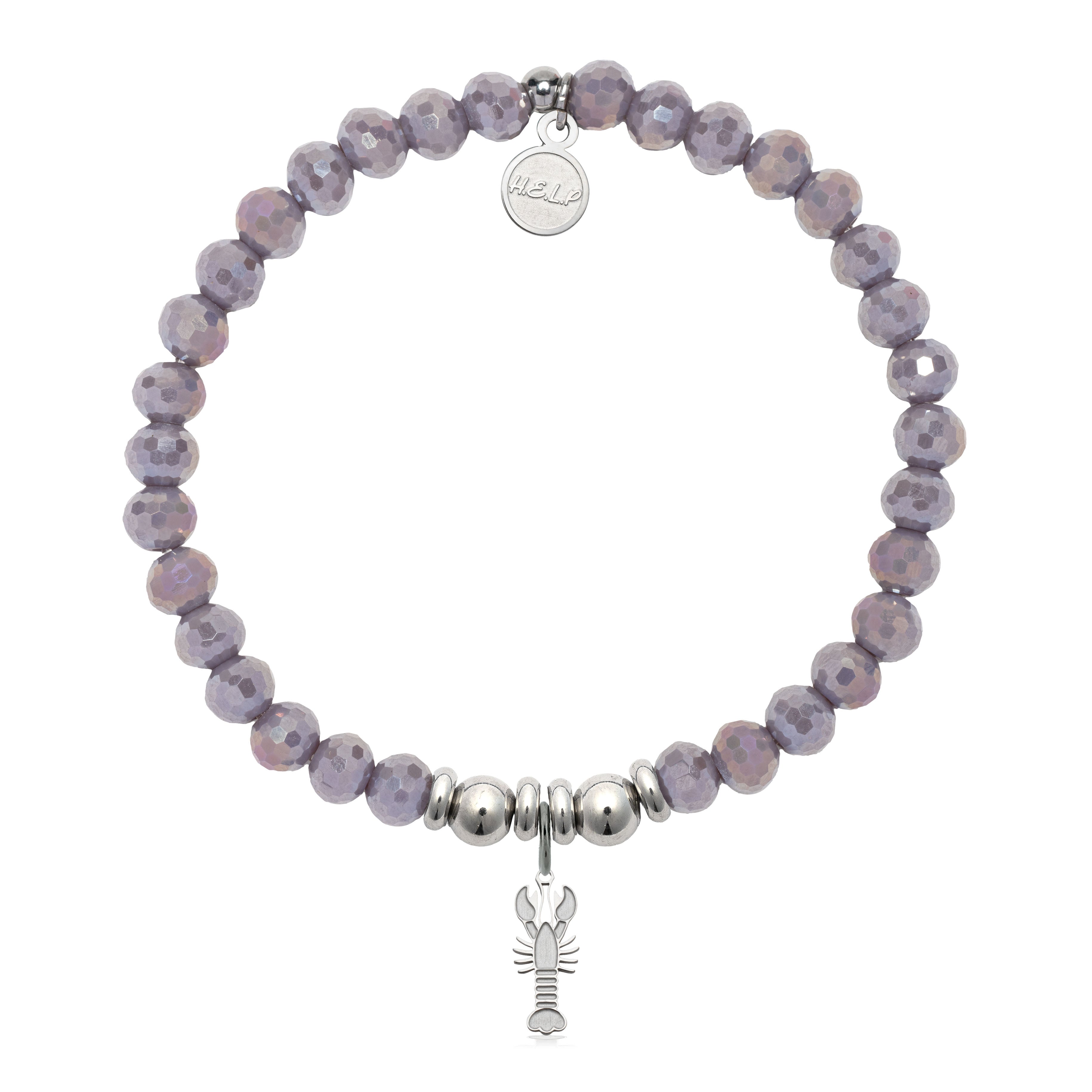 HELP by TJ Lobster Charm with Purple Crystal Charity Bracelet