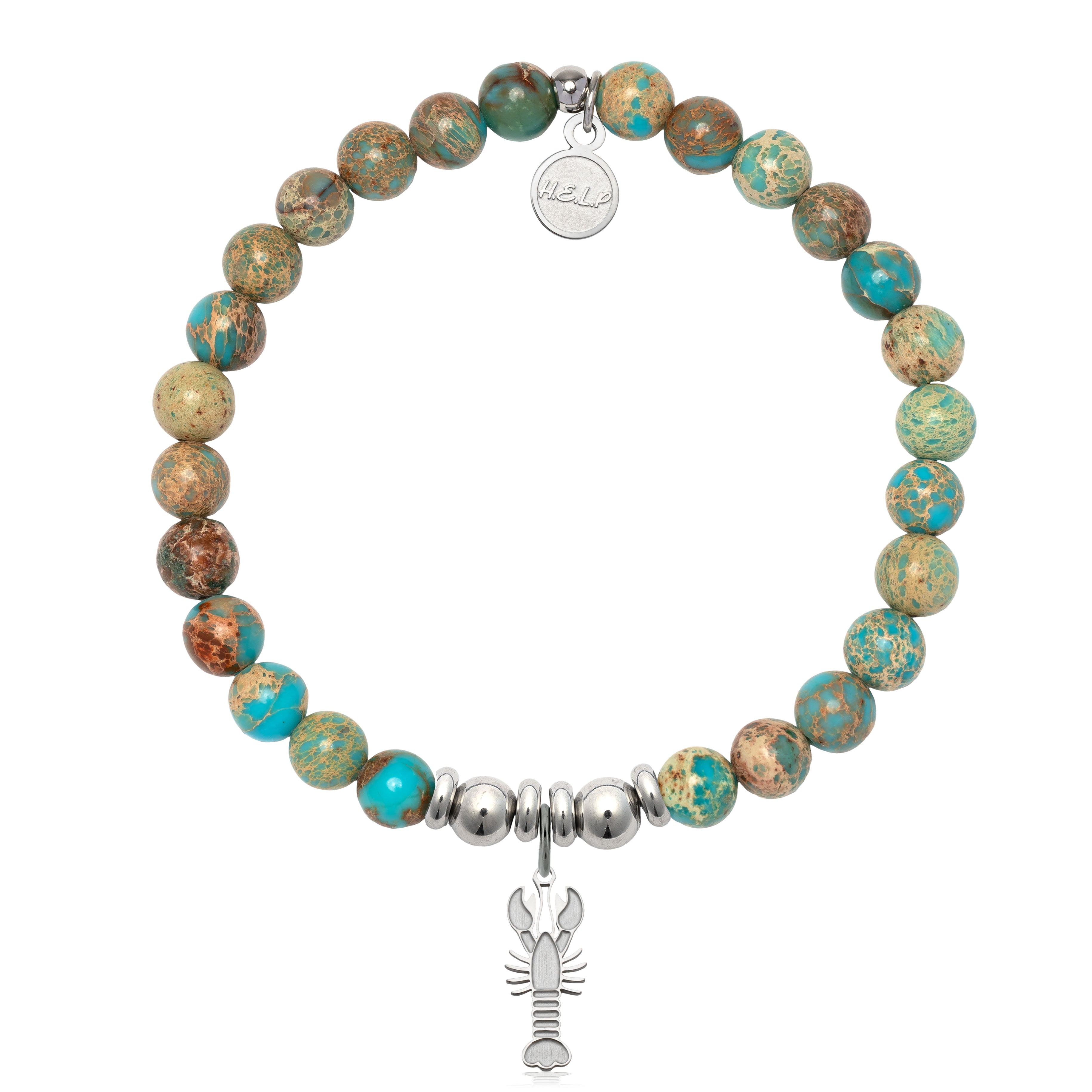 HELP by TJ Lobster Charm with Turquoise Jasper Charity Bracelet
