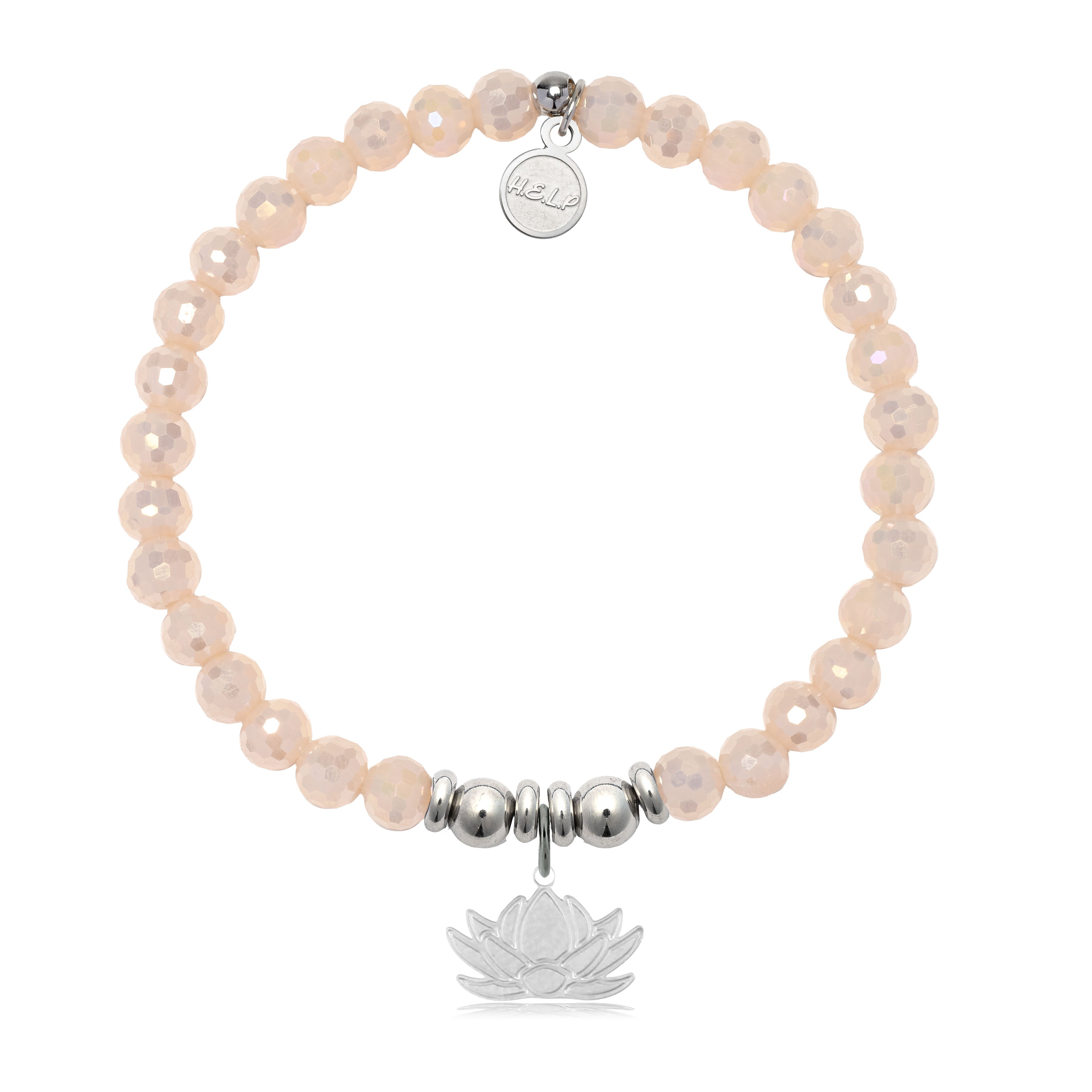 HELP by TJ Lotus Charm with Beige Crystal Charity Bracelet