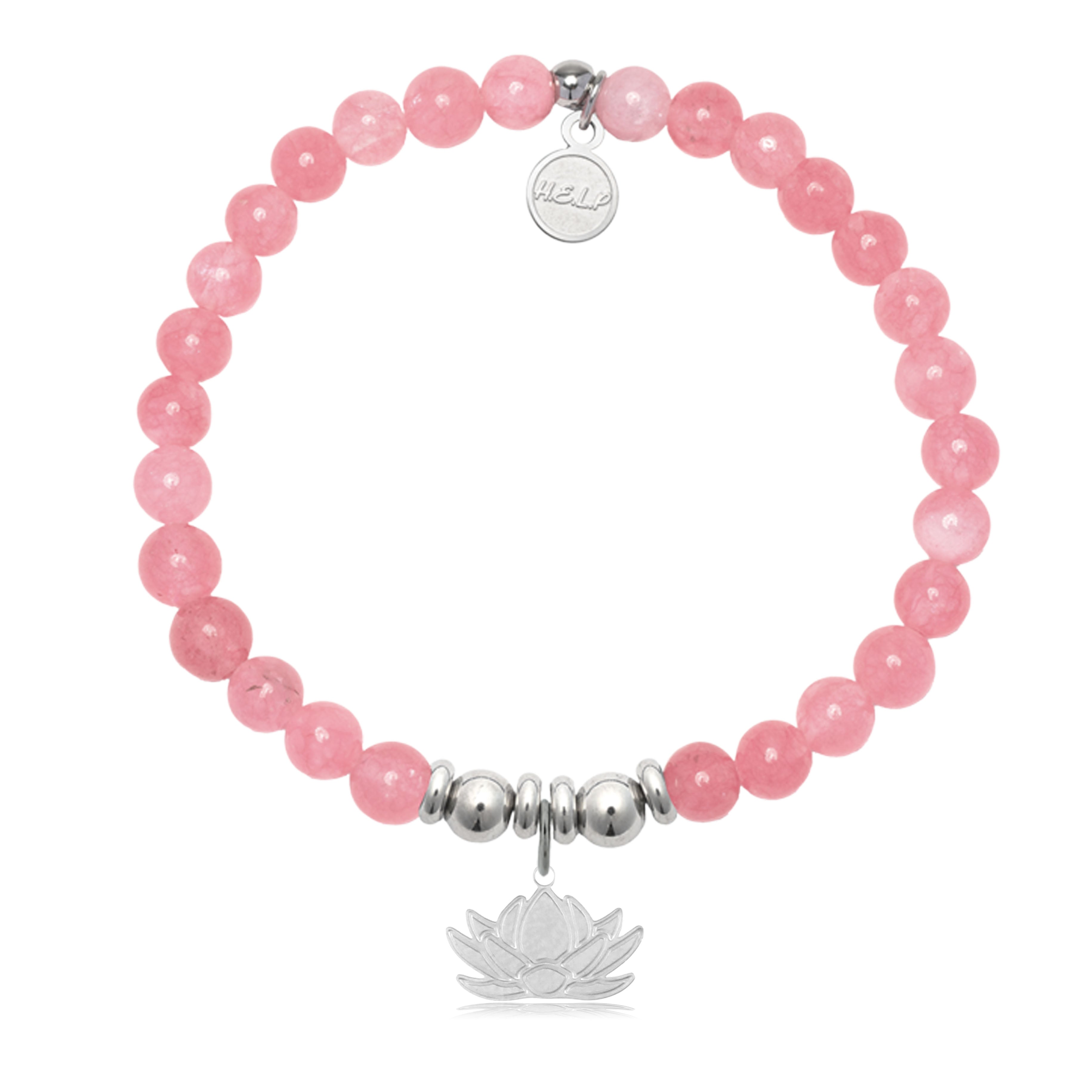 HELP by TJ Lotus Charm with Cherry Jade Charity Bracelet