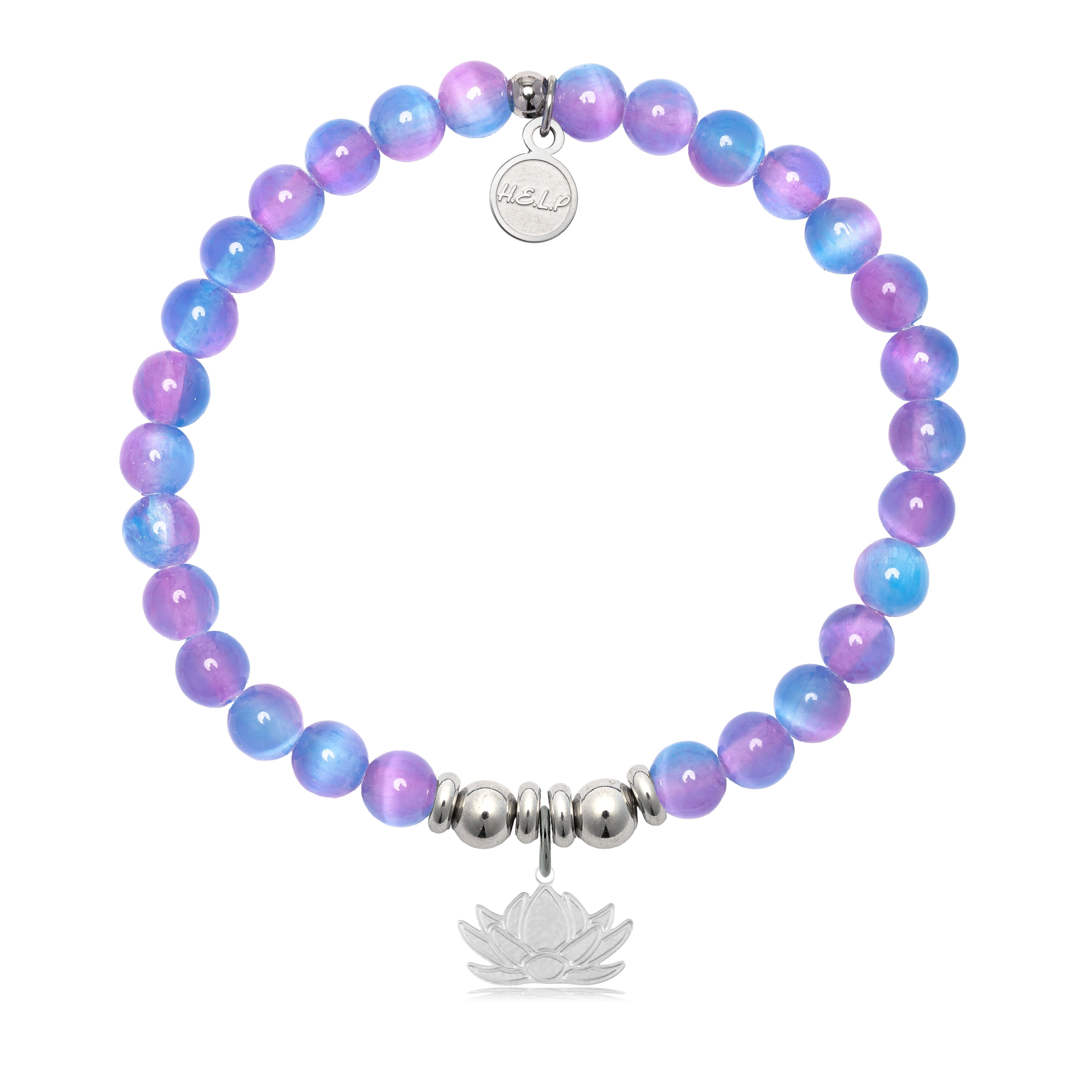 HELP by TJ Lotus Charm with Periwinkle Selenite Charity Bracelet