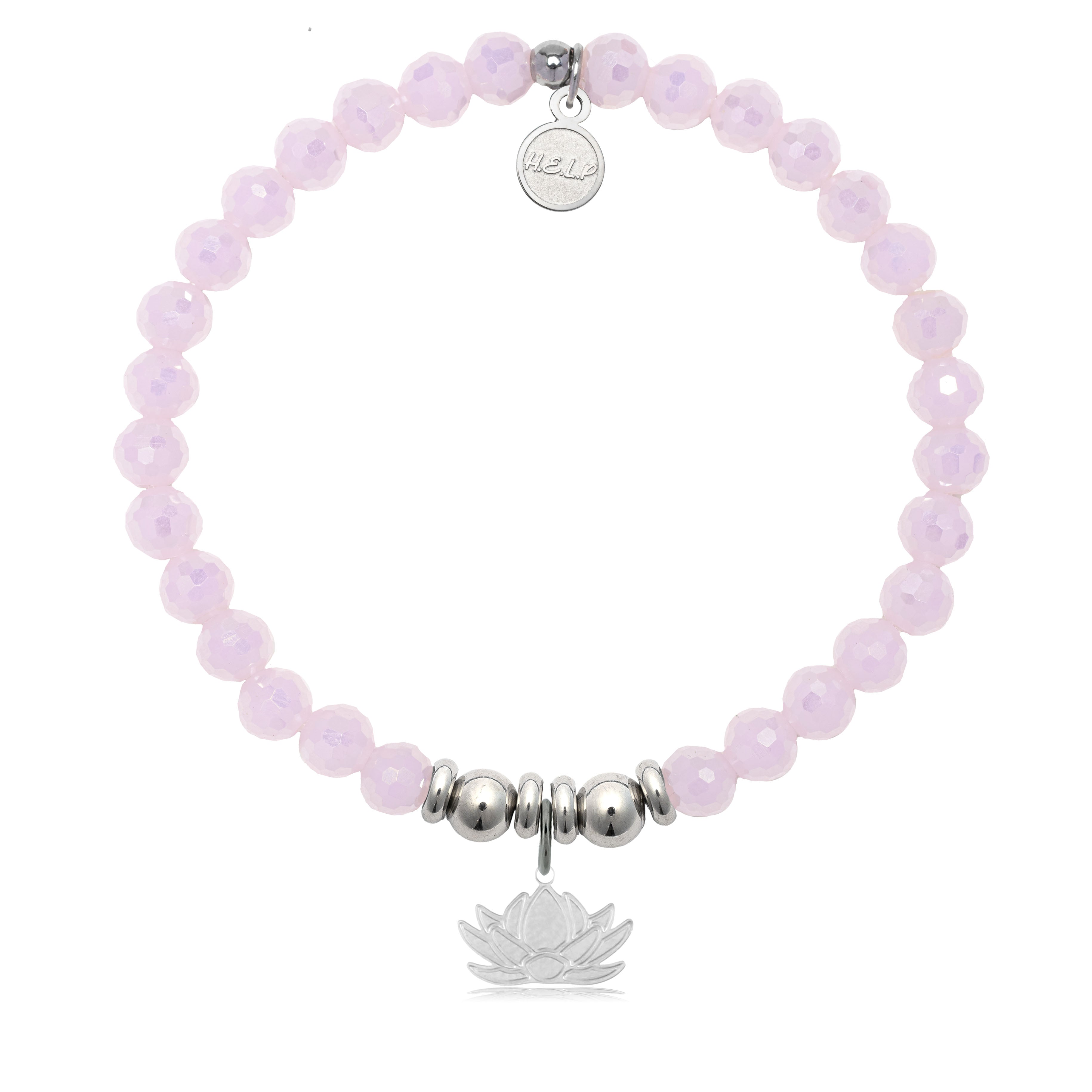 HELP by TJ Lotus Charm with Pink Crystal Charity Bracelet