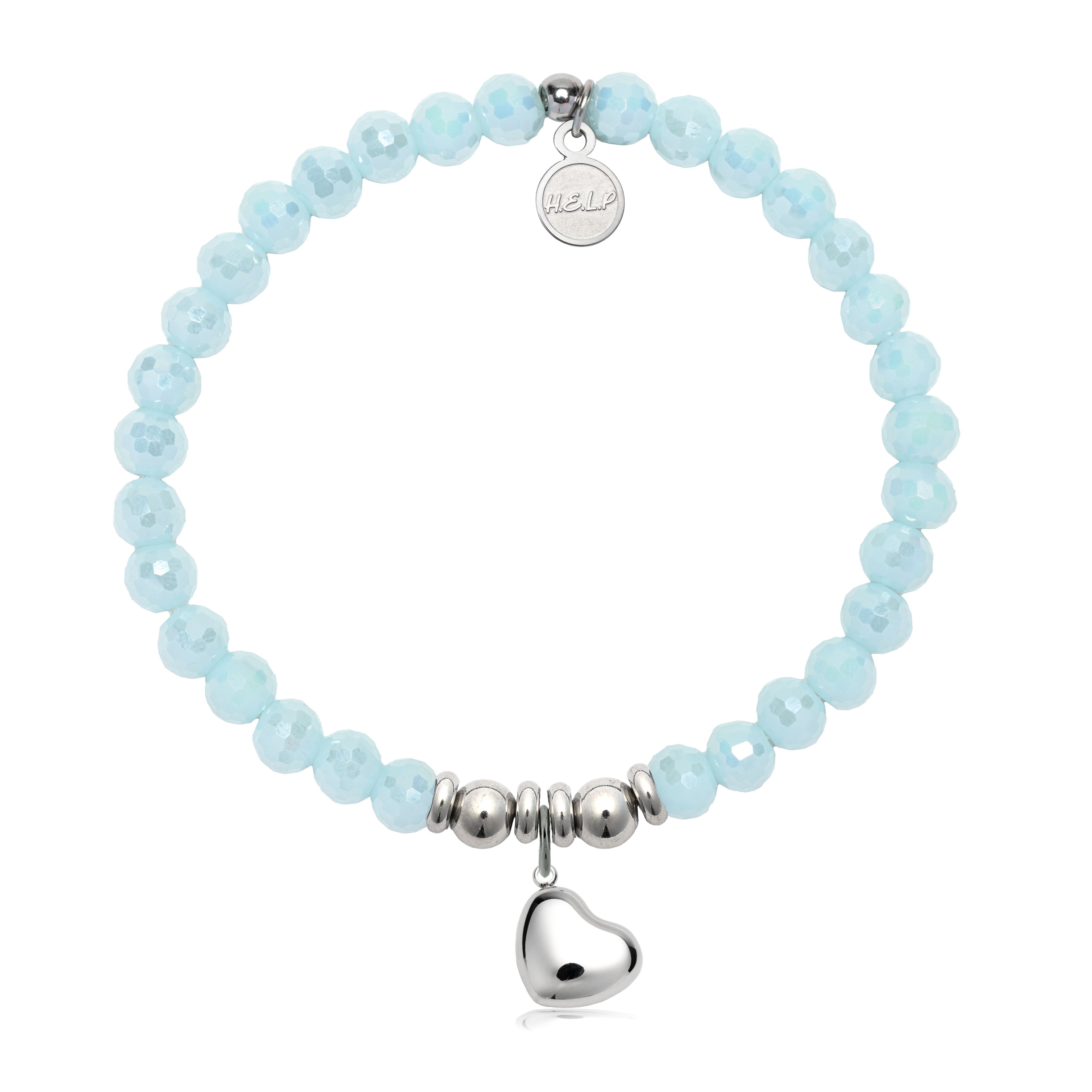HELP by TJ Love Always Charm with Aqua Crystal Charity Bracelet