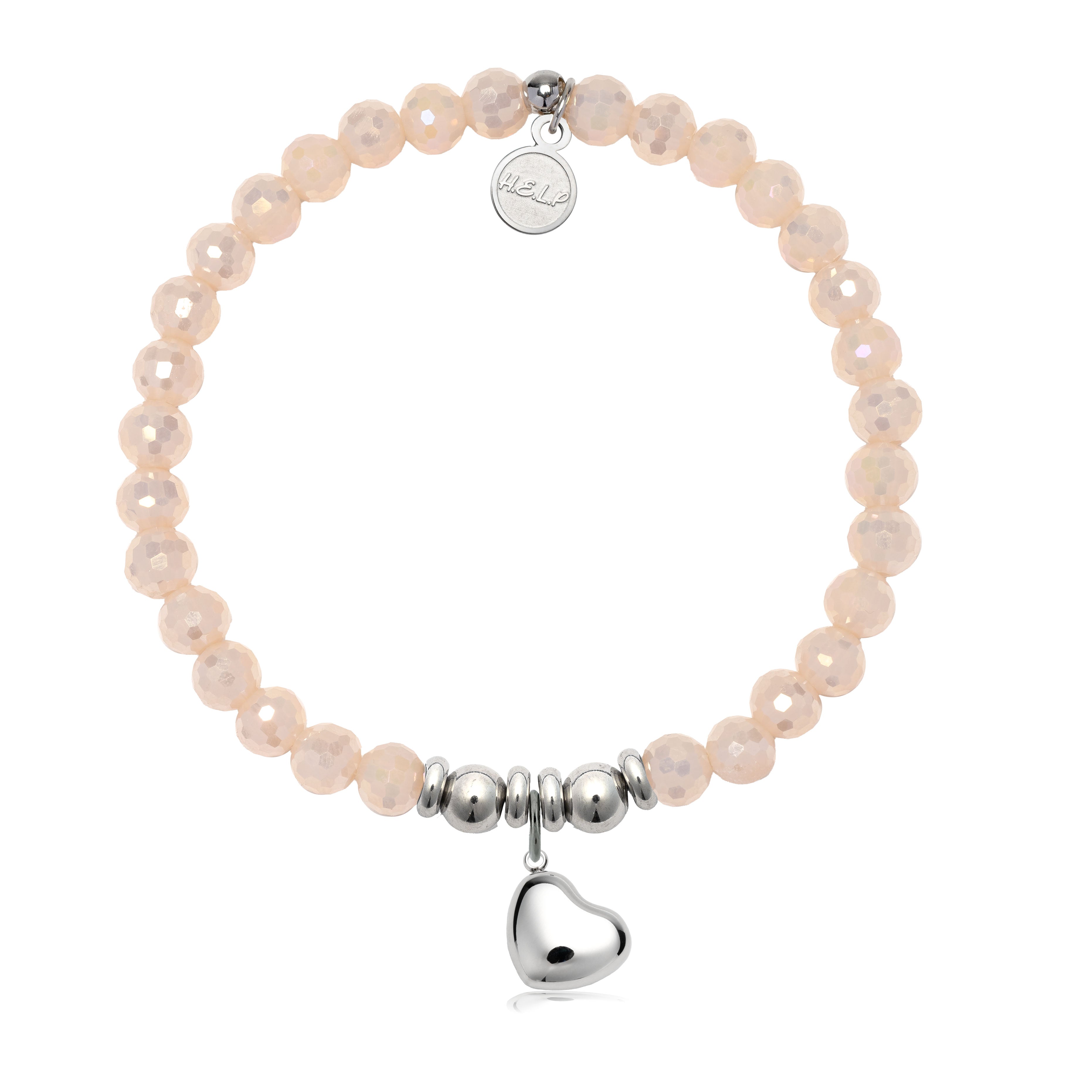 HELP by TJ Love Always Charm with Beige Crystal Charity Bracelet