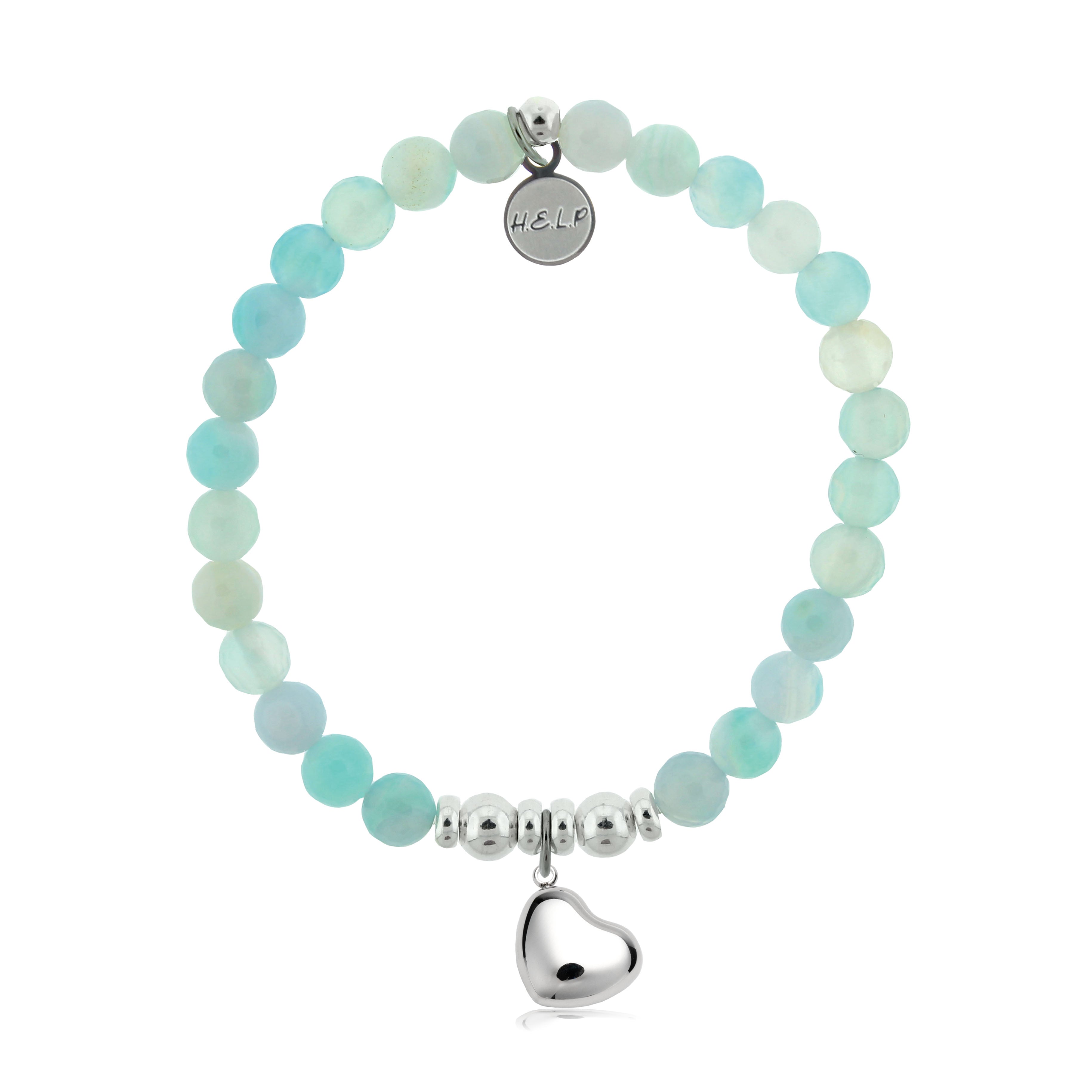 HELP by TJ Love Always Charm with Light Blue Agate Charity Bracelet