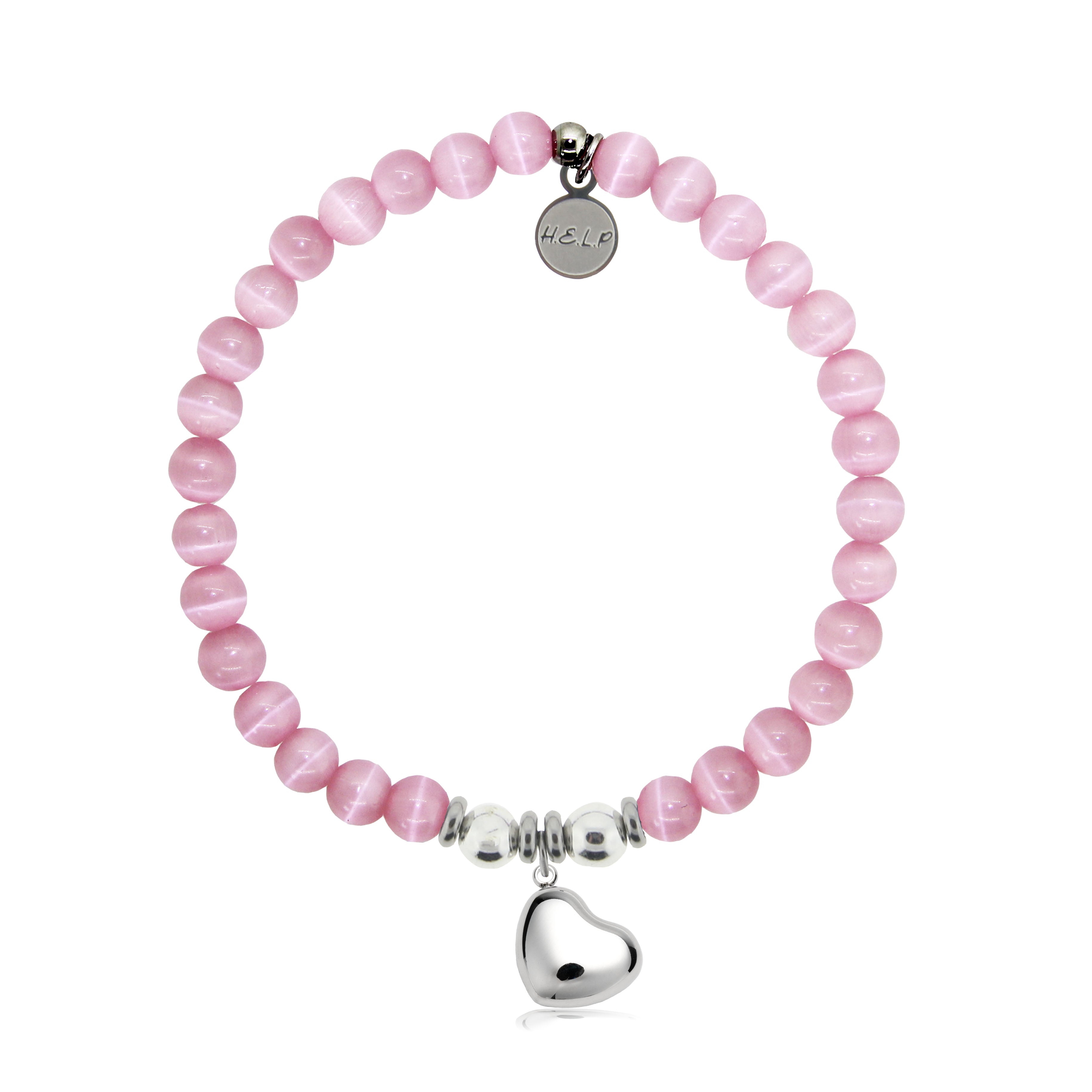 HELP by TJ Love Always Charm with Pink Cats Eye Charity Bracelet