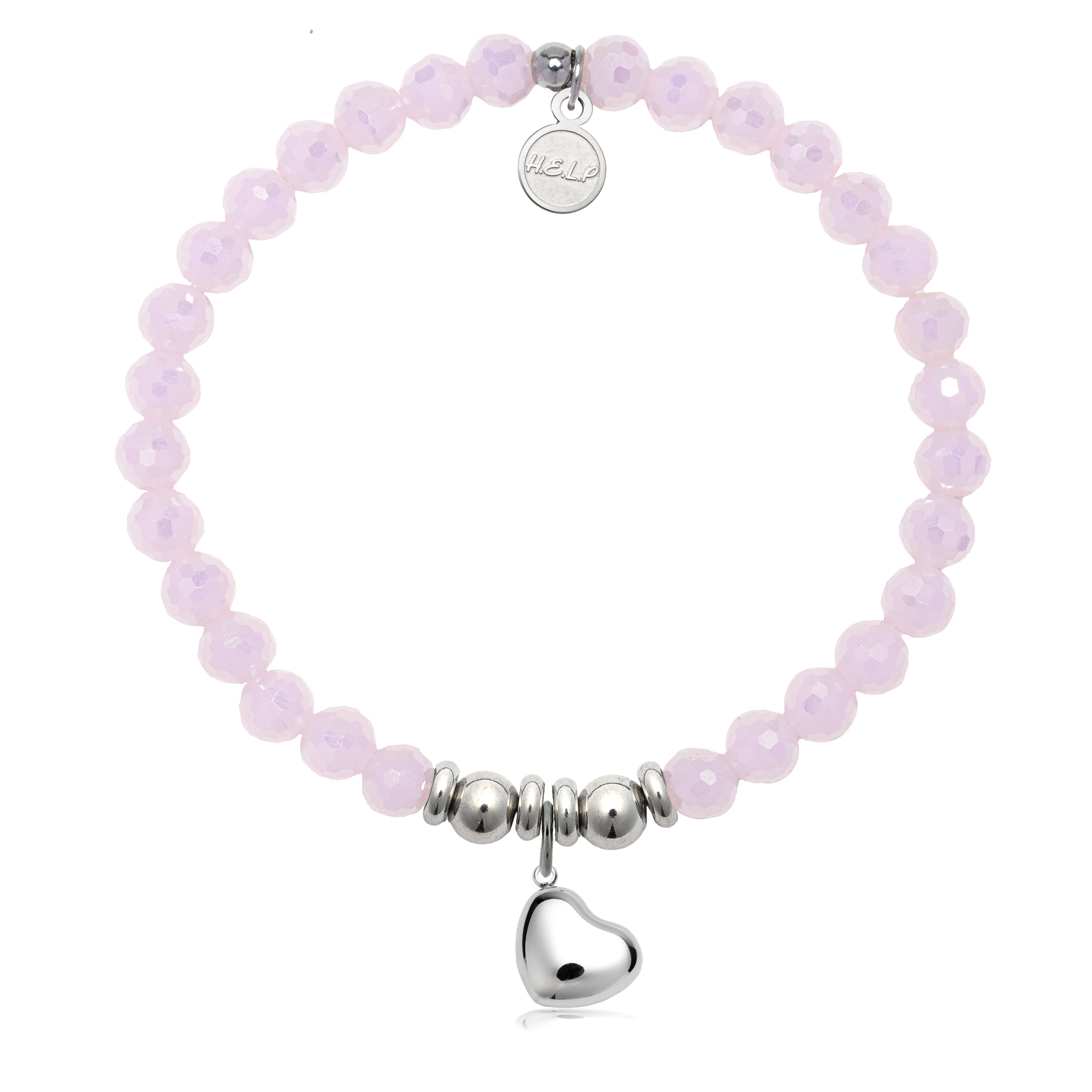 HELP by TJ Love Always Charm with Pink Crystal Charity Bracelet