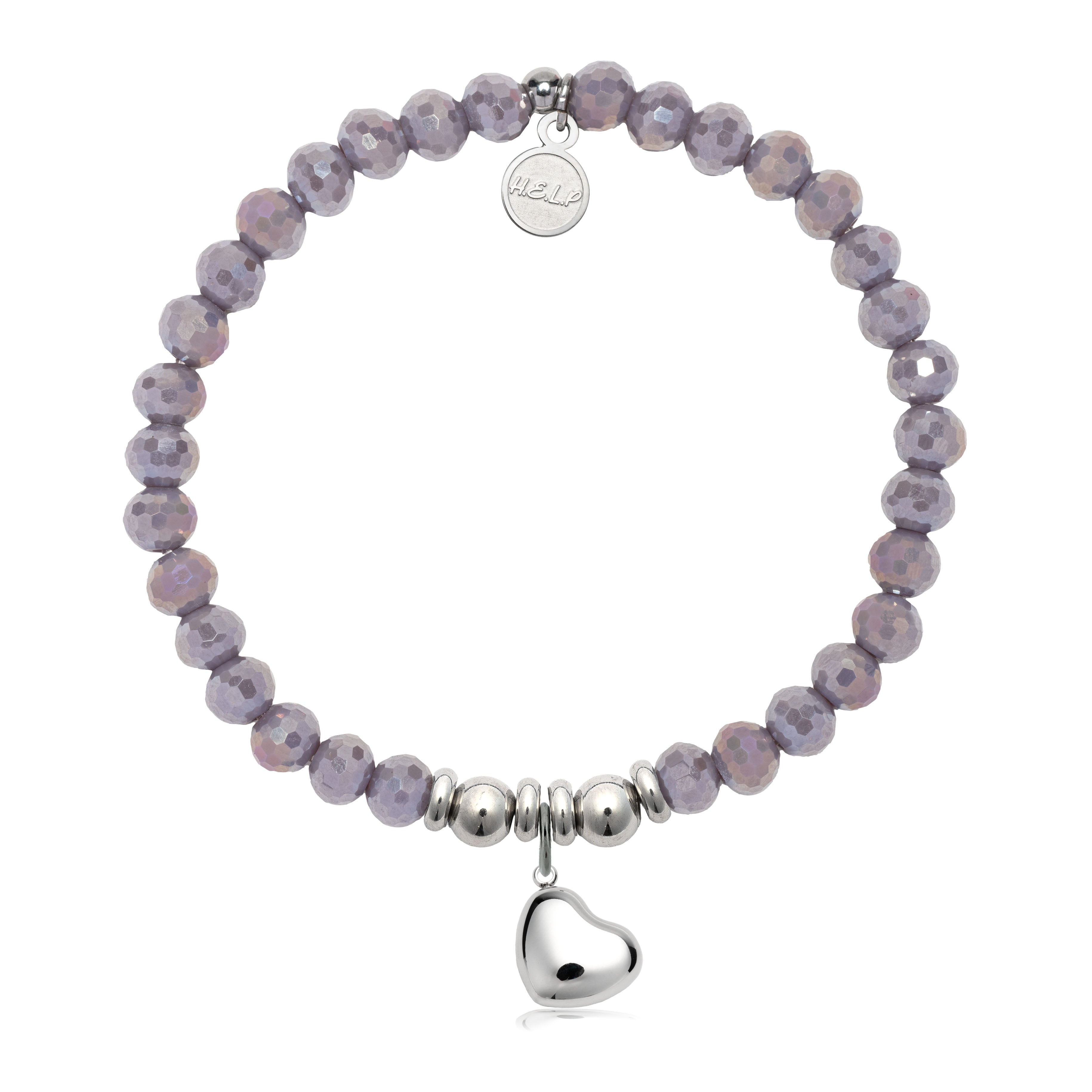 HELP by TJ Love Always Charm with Purple Crystal Charity Bracelet