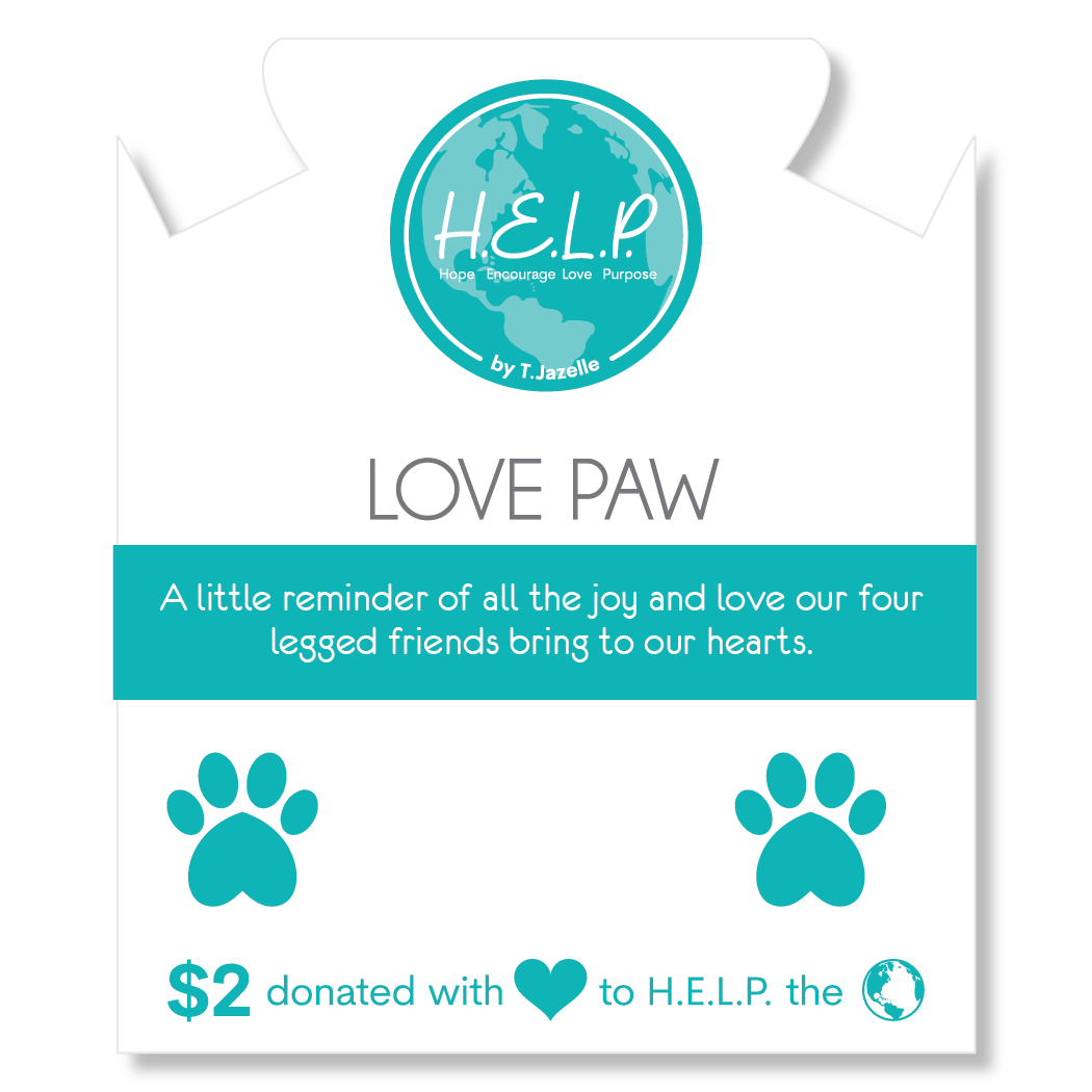 HELP by TJ Love Paw Charm with Periwinkle Selenite Charity Bracelet