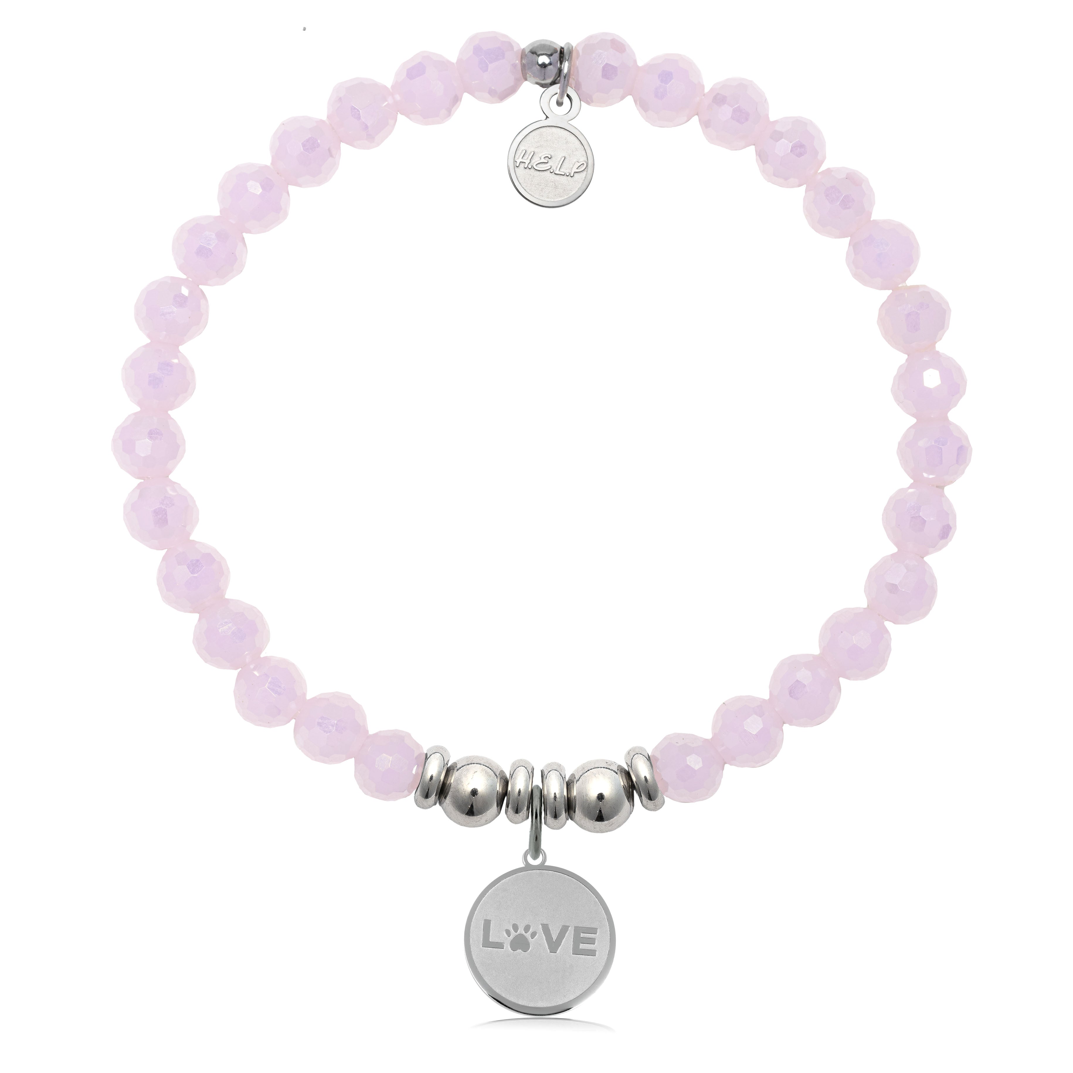 HELP by TJ Love Paw Charm with Pink Crystal Charity Bracelet