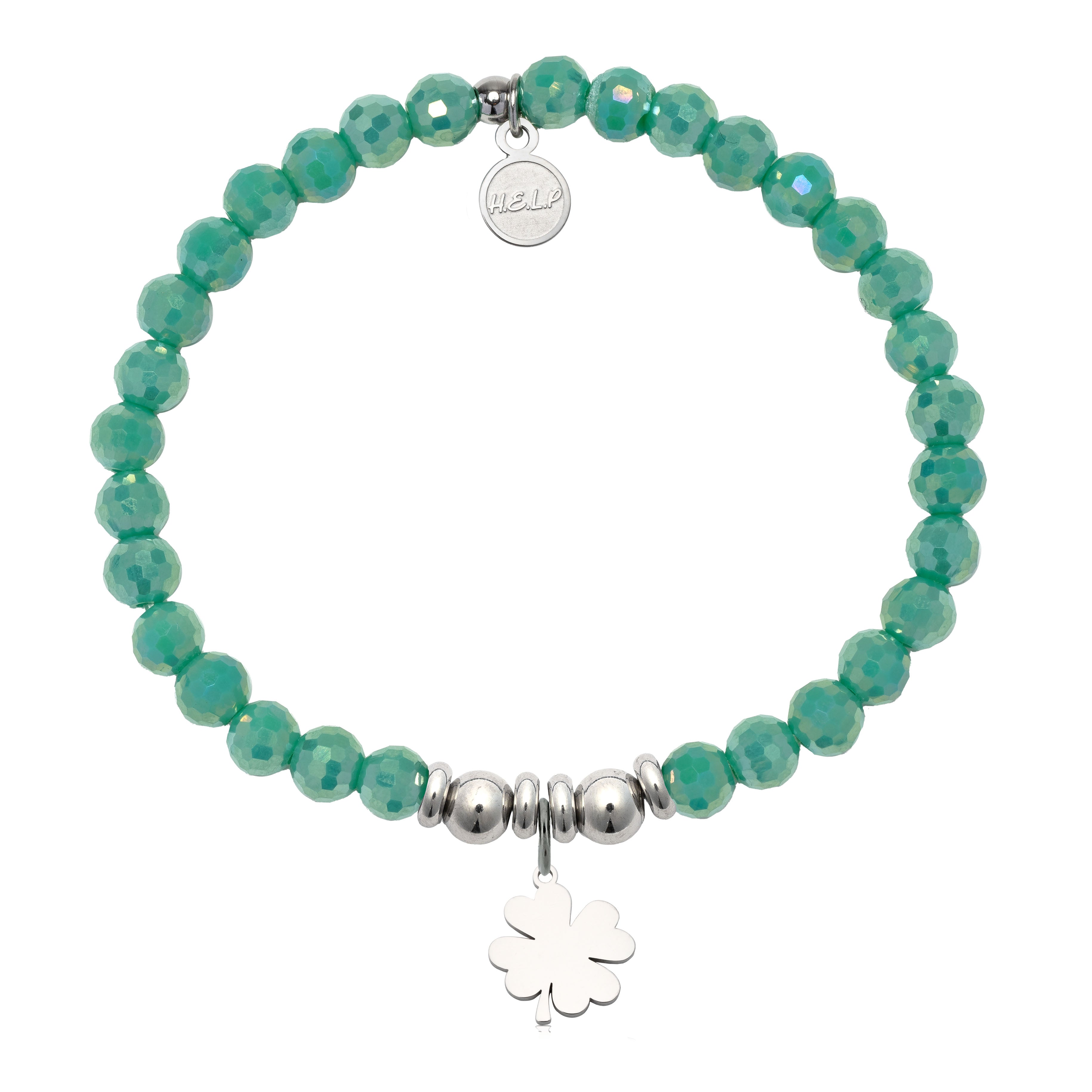 HELP by TJ Lucky Clover Charm with Green Crystal Charity Bracelet