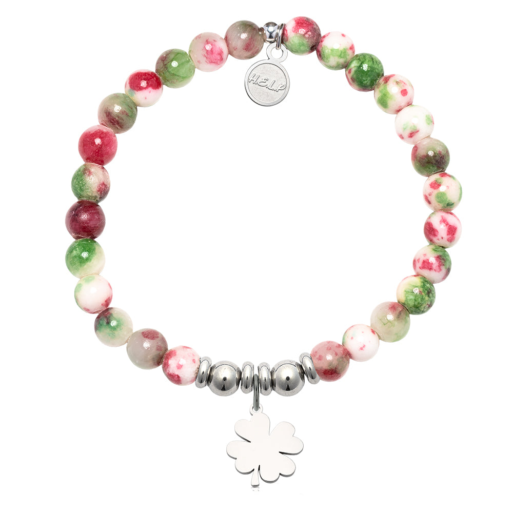 HELP by TJ Lucky Clover Charm with Holiday Jade Charity Bracelet